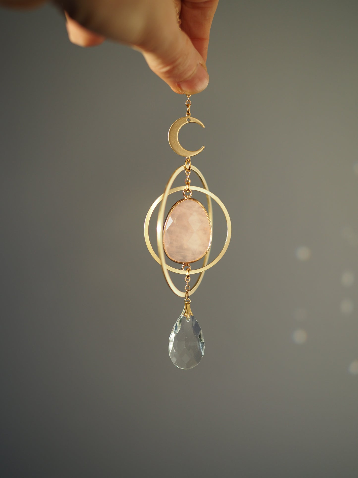 Asha Car charm/Moon charm with natural crystals / Car accessories / suncatcher / Gift for her / Birthday gift / Mother's day gift