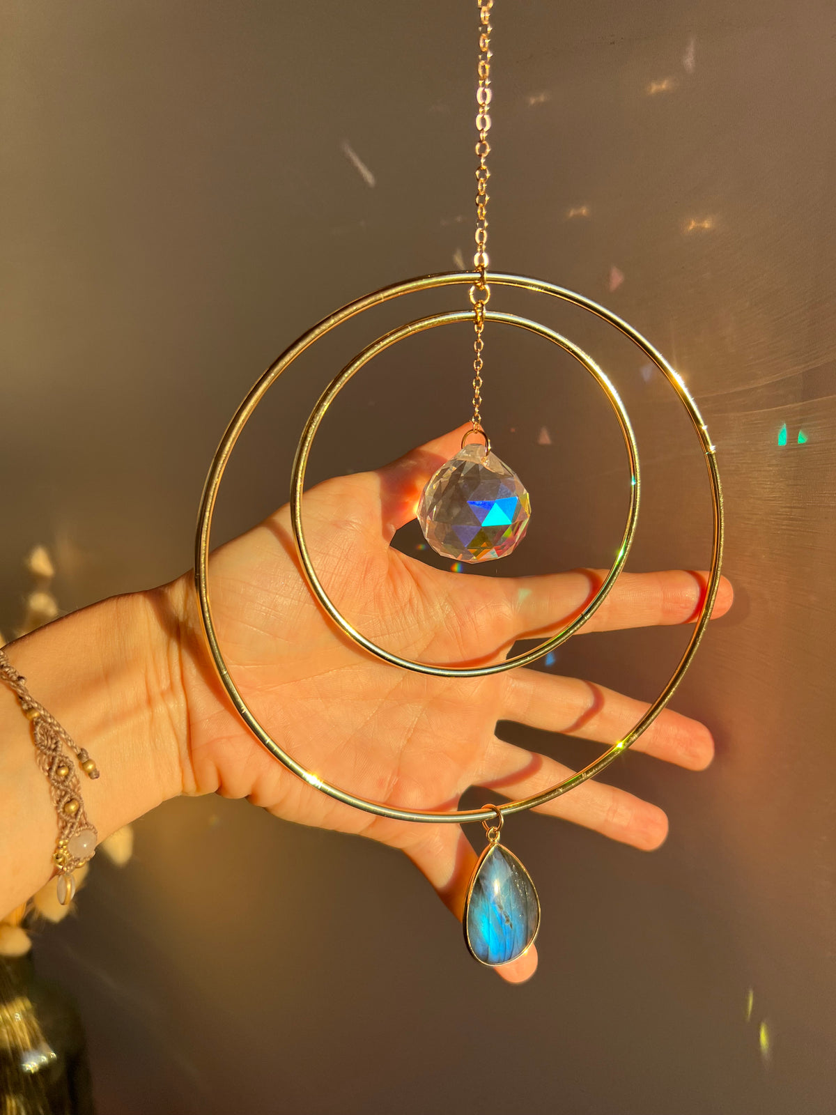 Flash labradorite suncatcher - Helios