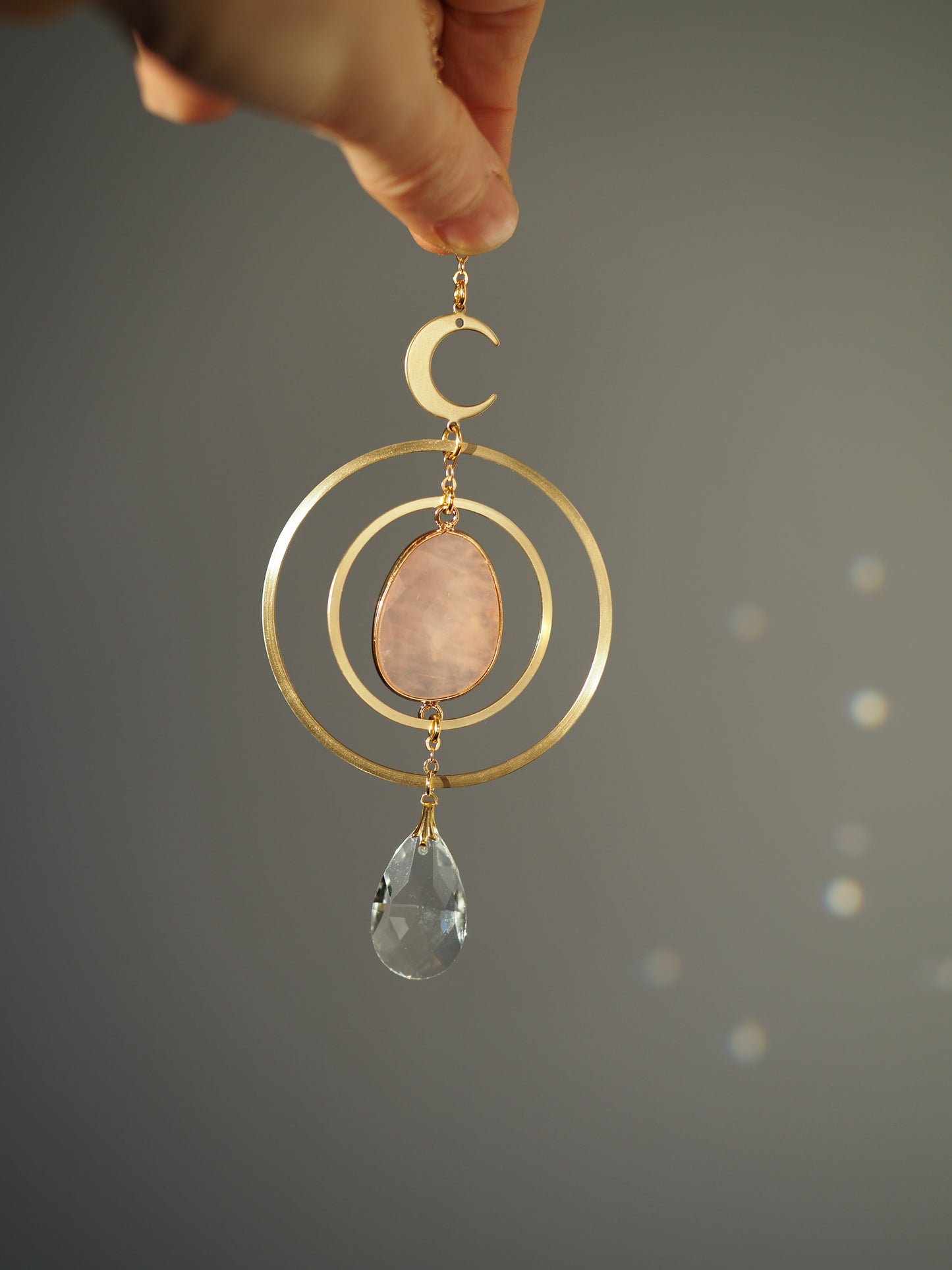 Asha Car charm/Moon charm with natural crystals / Car accessories / suncatcher / Gift for her / Birthday gift / Mother's day gift