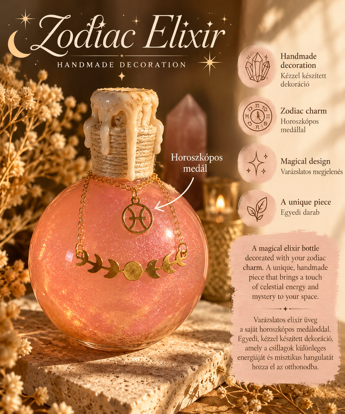 Magic potion decoration with Zodiac charm