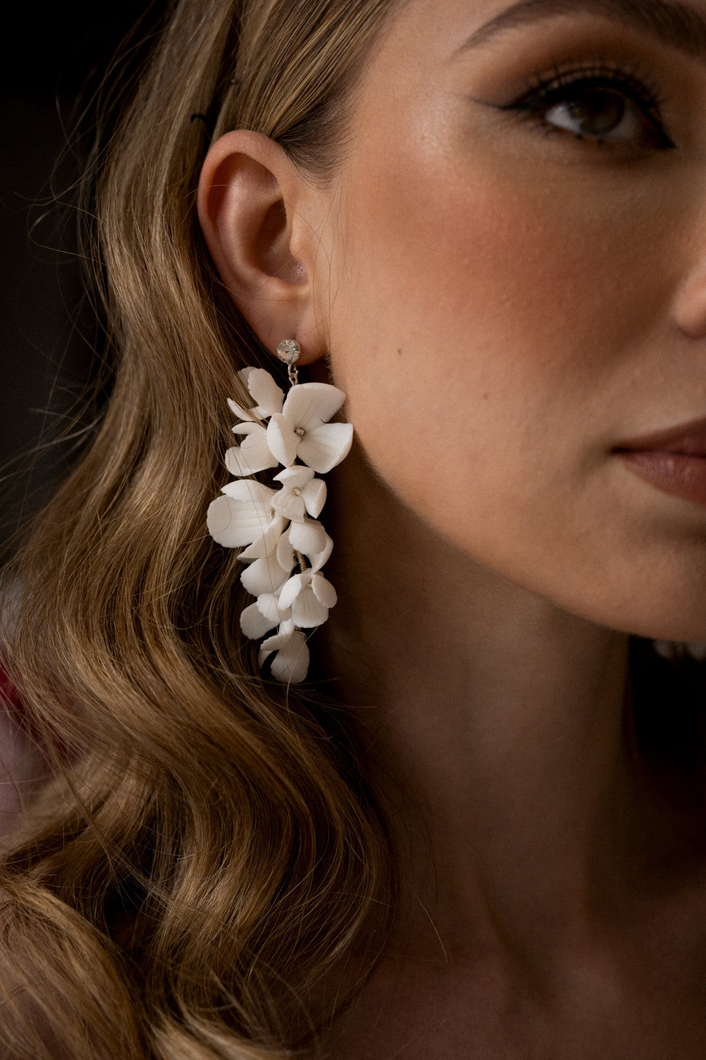 White flower bridal earrings- Liliana