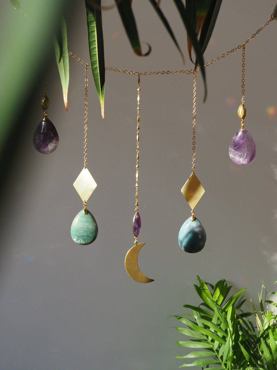 Sakina crystal garland- wall hanging,crystal wall hanging, wall decoration-Birthday gift-moon hanging