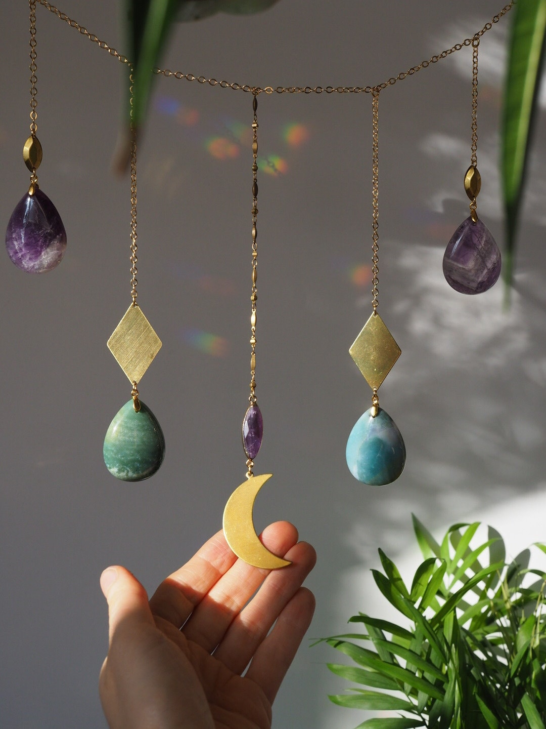 Sakina crystal garland- wall hanging,crystal wall hanging, wall decoration-Birthday gift-moon hanging