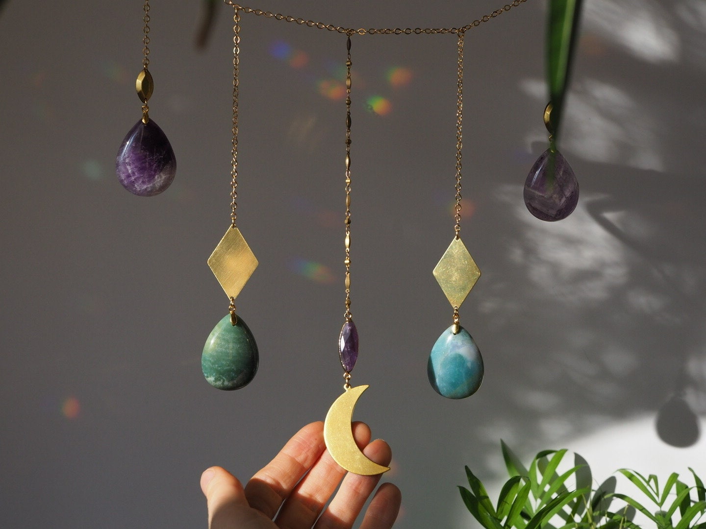 Sakina crystal garland- wall hanging,crystal wall hanging, wall decoration-Birthday gift-moon hanging