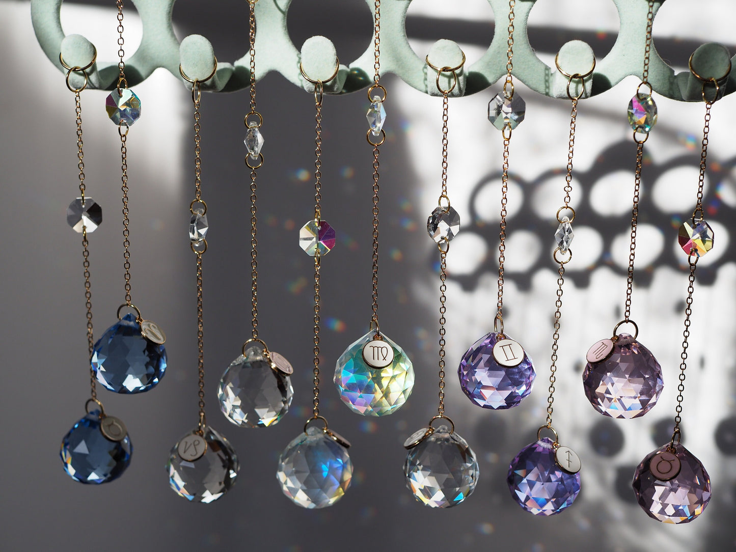 Car charm-Zodiac Crystal suncatcher-18K real GOLD PLATED pendant+aurora borealis crystals,gift for woman, birthday gift, Horoscope gift