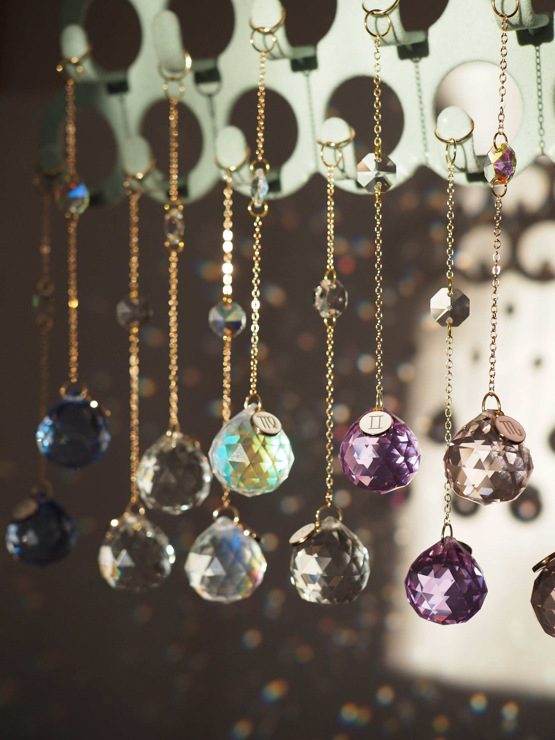 Car charm-Zodiac Crystal suncatcher-18K real GOLD PLATED pendant+aurora borealis crystals,gift for woman, birthday gift, Horoscope gift