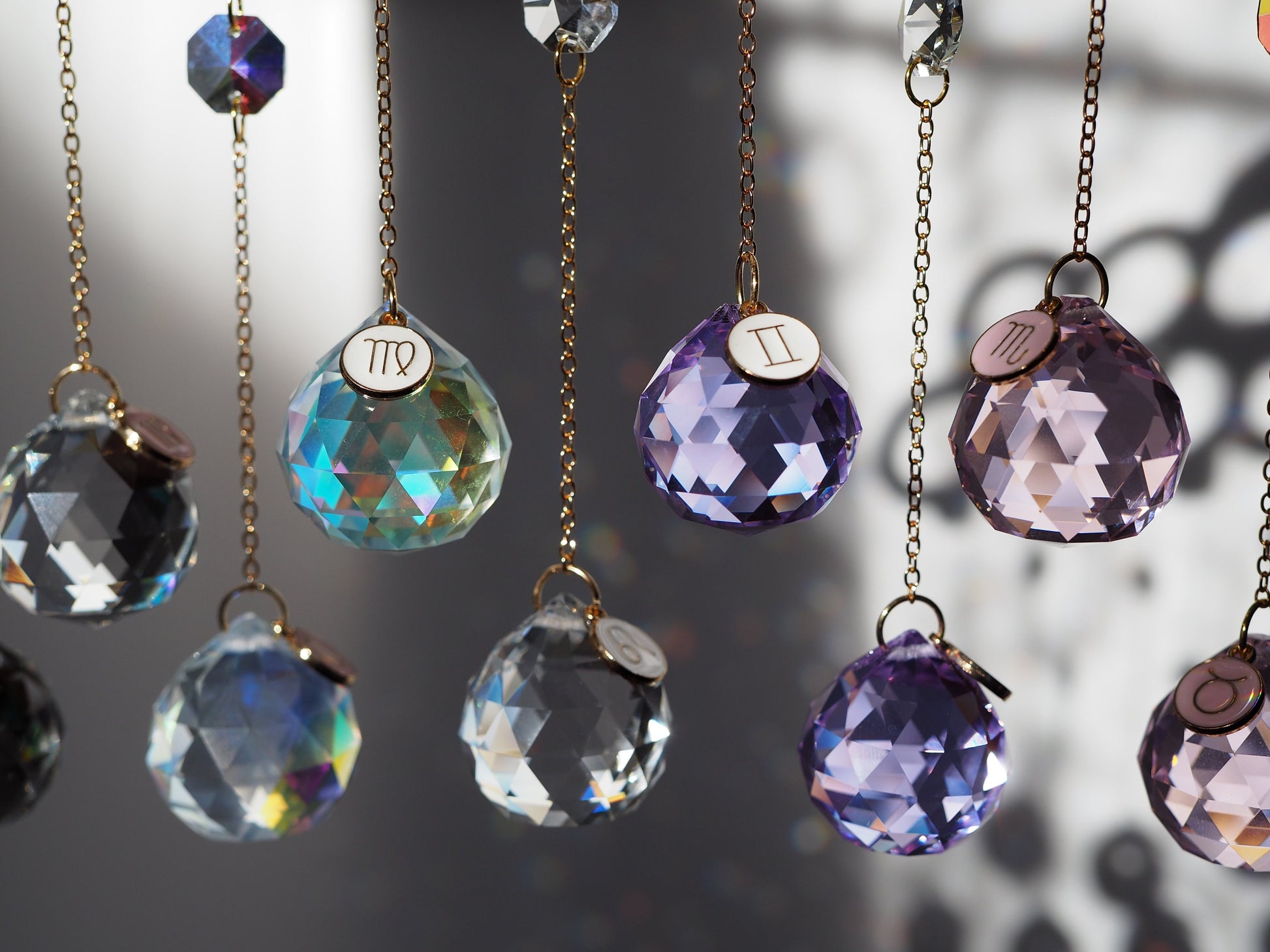 Car charm-Zodiac Crystal suncatcher-18K real GOLD PLATED pendant+aurora borealis crystals,gift for woman, birthday gift, Horoscope gift