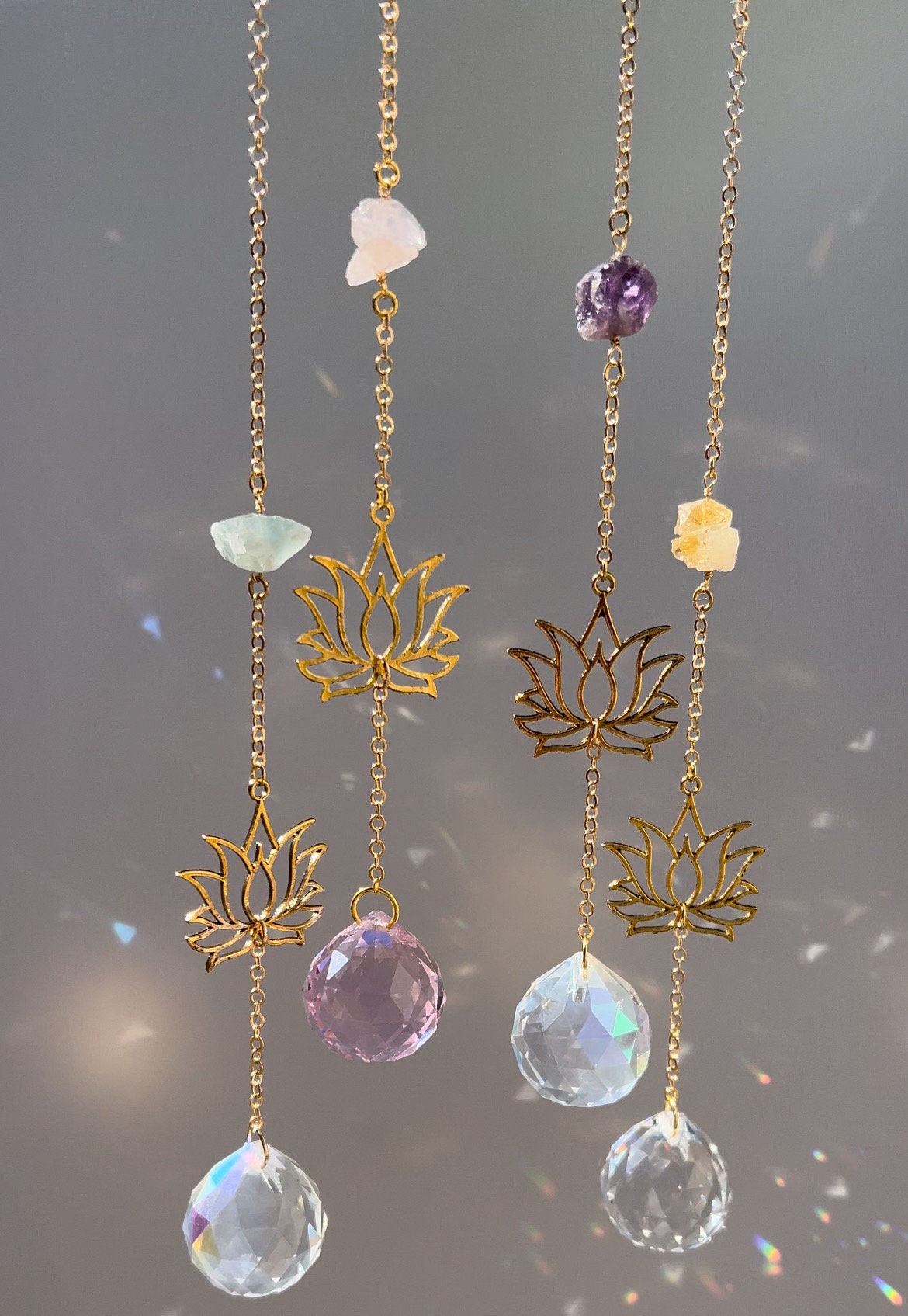Lotus flower rainbow prism suncatcher
