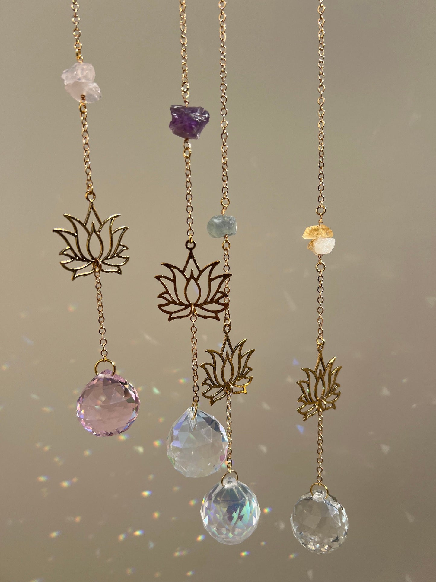 Lotus flower rainbow prism suncatcher