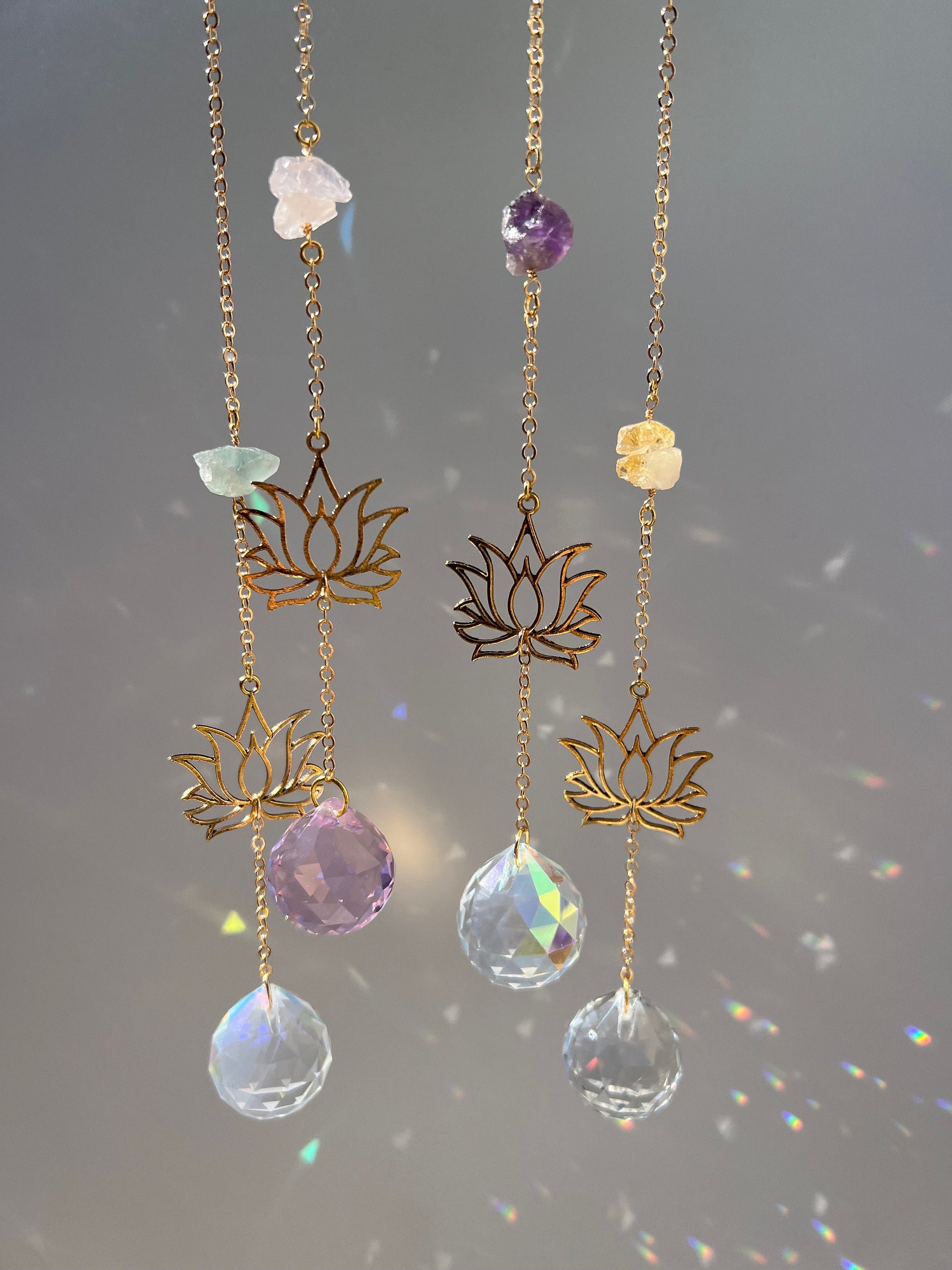 Lotus flower rainbow prism suncatcher