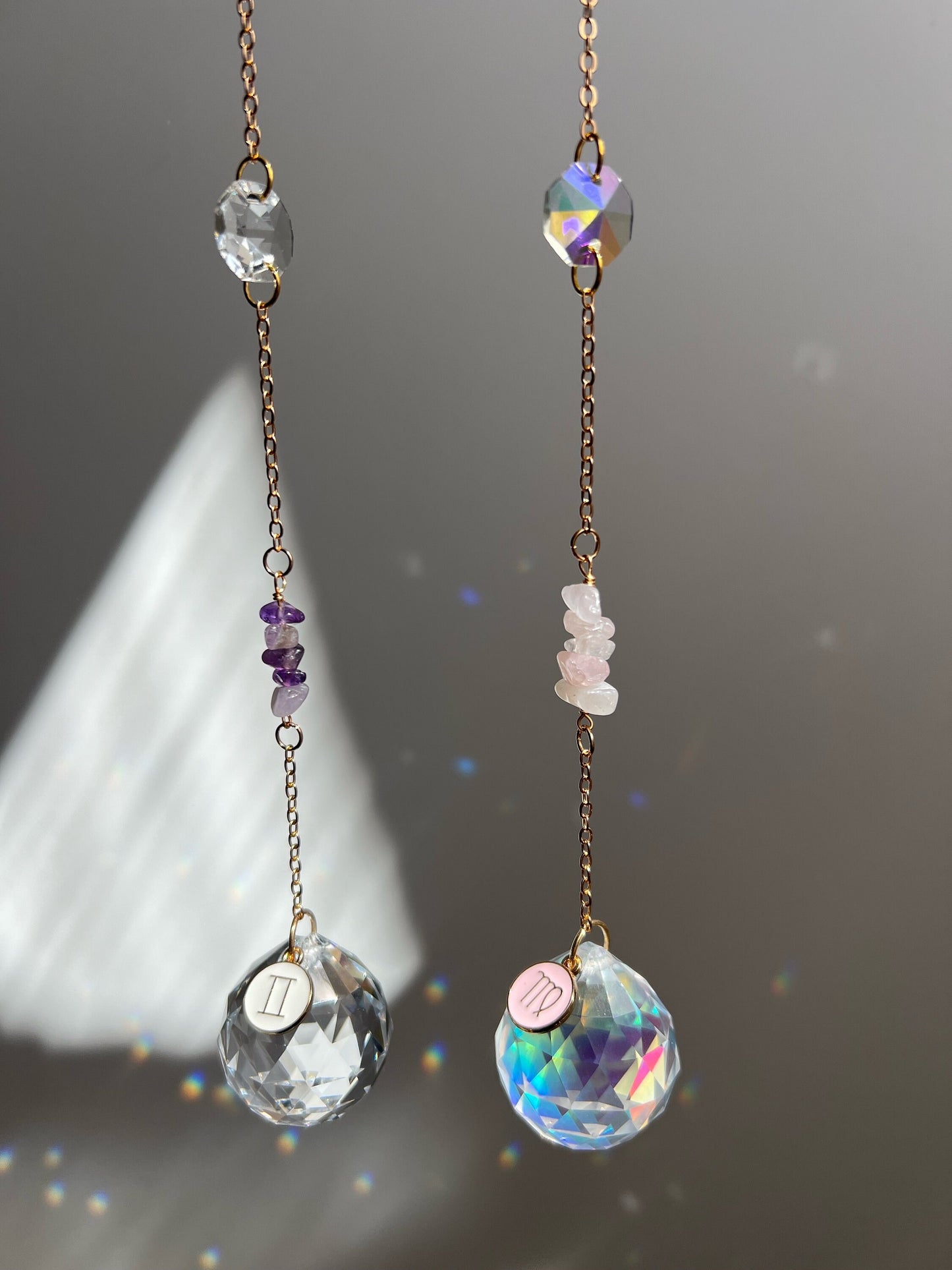 Car charm-Zodiac Crystal suncatcher-18K real GOLD PLATED pendant+aurora borealis crystals,gift for woman, birthday gift, Horoscope gift