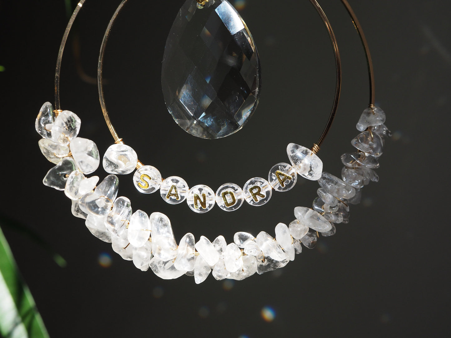 Personalised Name bead Suncatcher with crystals custom gift for her car charm crystal sun catcher