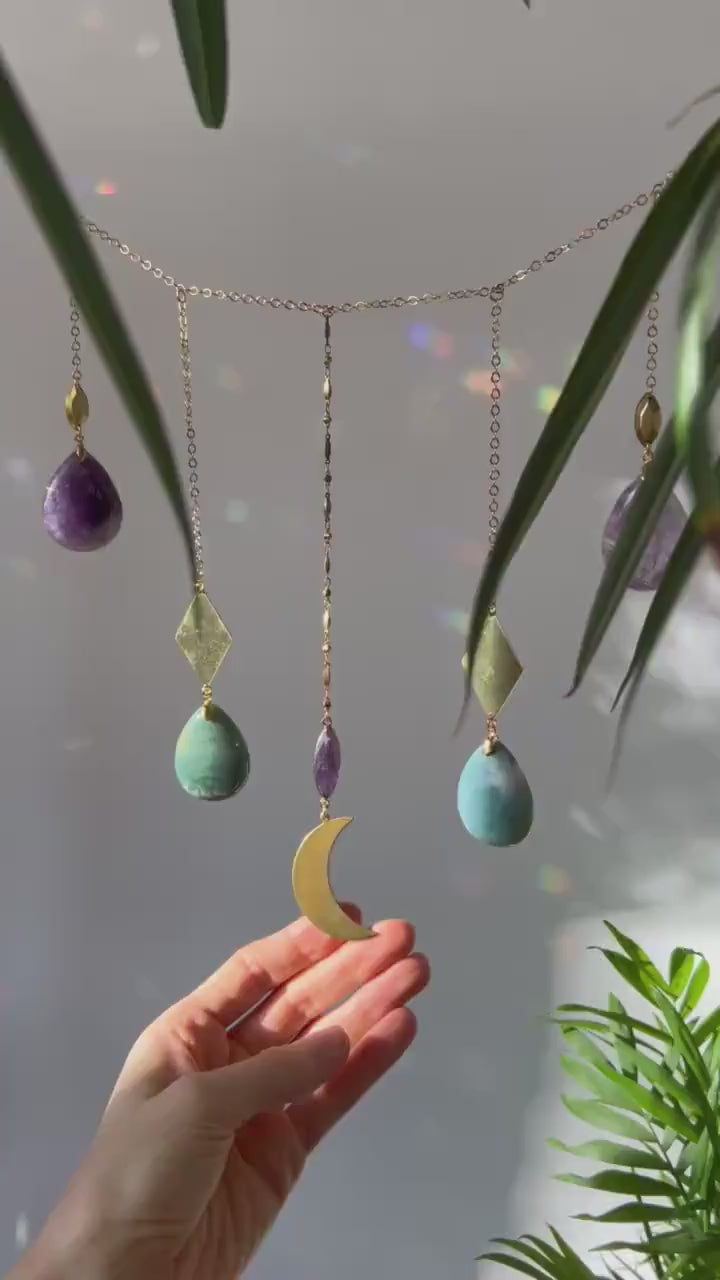 Sakina crystal garland- wall hanging,crystal wall hanging, wall decoration-Birthday gift-moon hanging