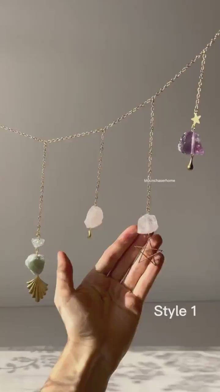 Avani- crystal garland, wall hanging crystal home decor healing crystals decor