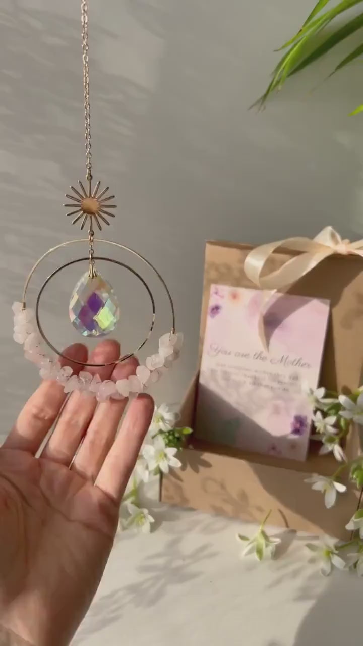 Mother's day personalized gift 18k gold plated suncather and gift card for Mom uique gift for Mothers