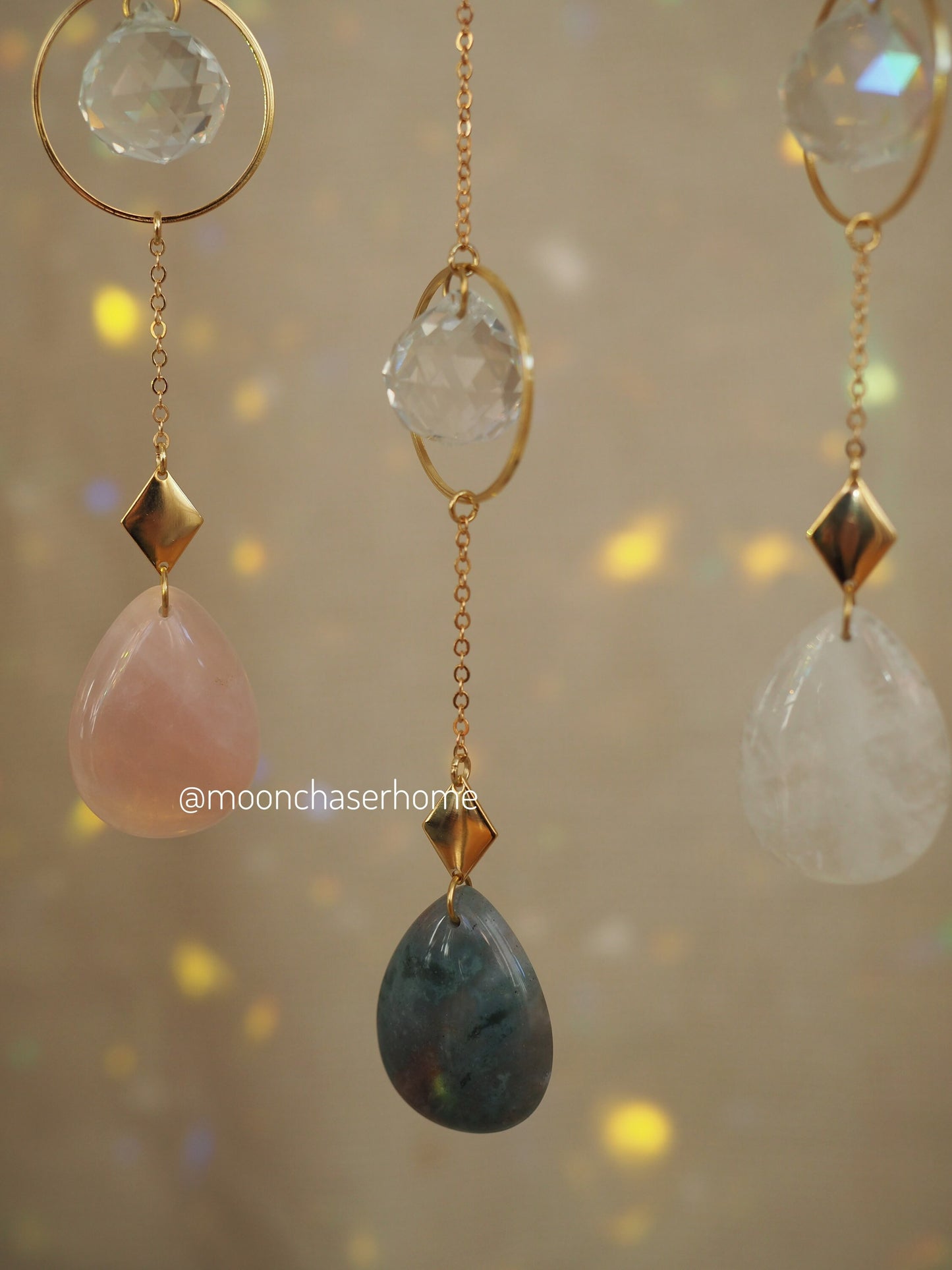 Kofun suncatcher, natural crytsal and aurora borealis crystals, Birthday gift, rainbow prism, gift for her, home decor, housewarming gifts
