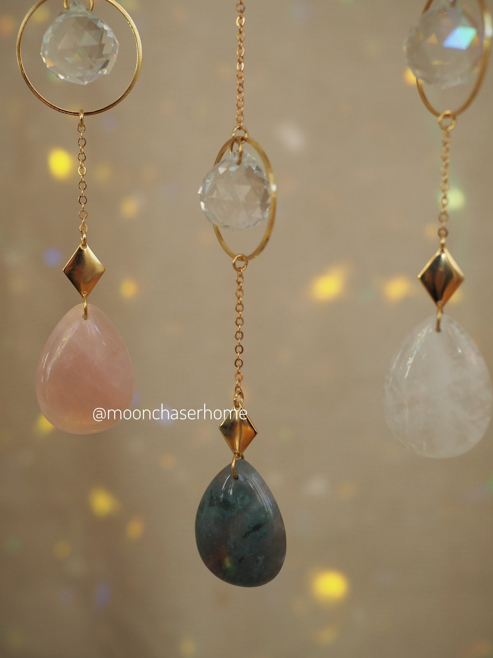 Kofun suncatcher, natural crytsal and aurora borealis crystals, Birthday gift, rainbow prism, gift for her, home decor, housewarming gifts