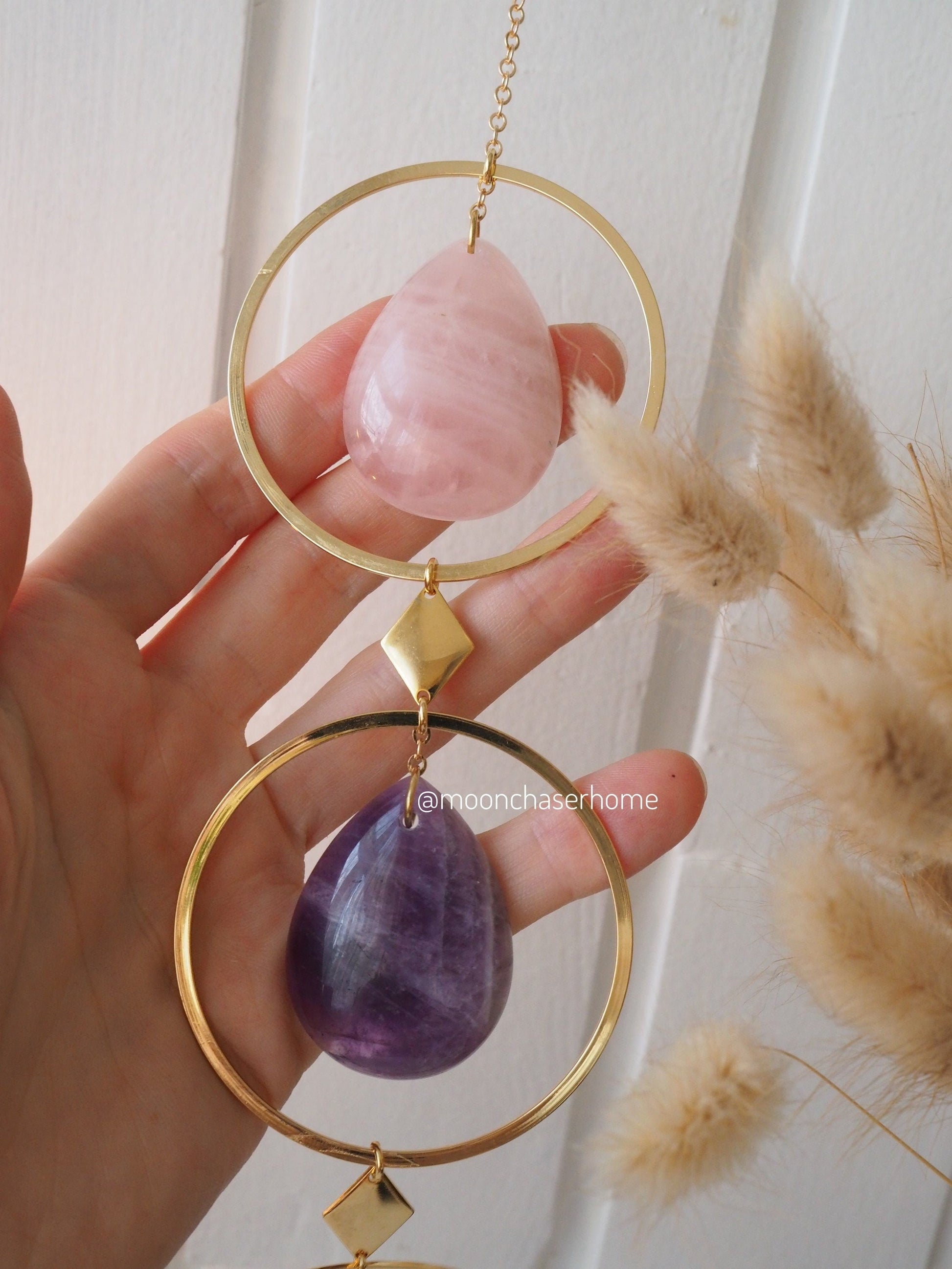 Kamala natural crystal 18K Gold Plated wall hanging, wall decoration- office decoration-Birthday gift-boho home decor-house jewelry-Crystals