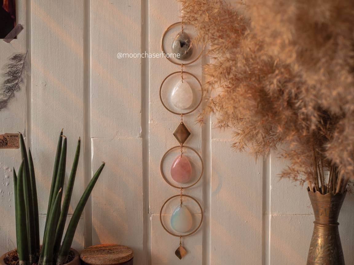 Chaaya natural crystal wall hanging, chakra wall decoration- office decoration-Birthday gift-boho home decor-house jewelry-crystal decor