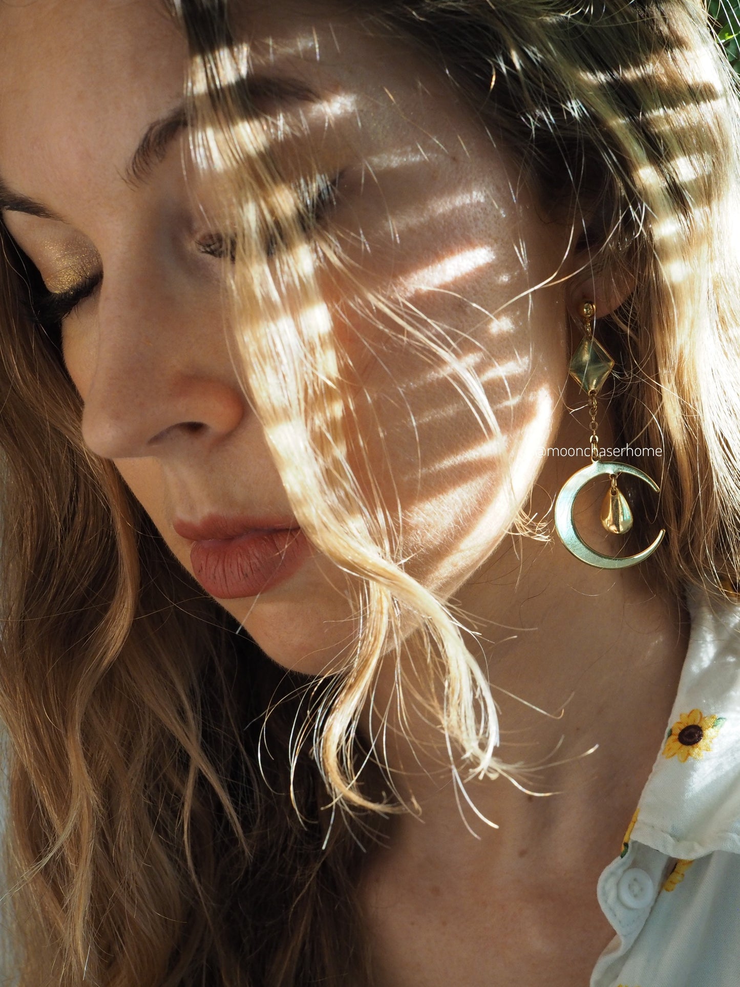 18K Gold Plated moon earring , boho earring, long earrings, boheman jewelry,Birthday gift,gift for woman, celestial earring, moon jewelry
