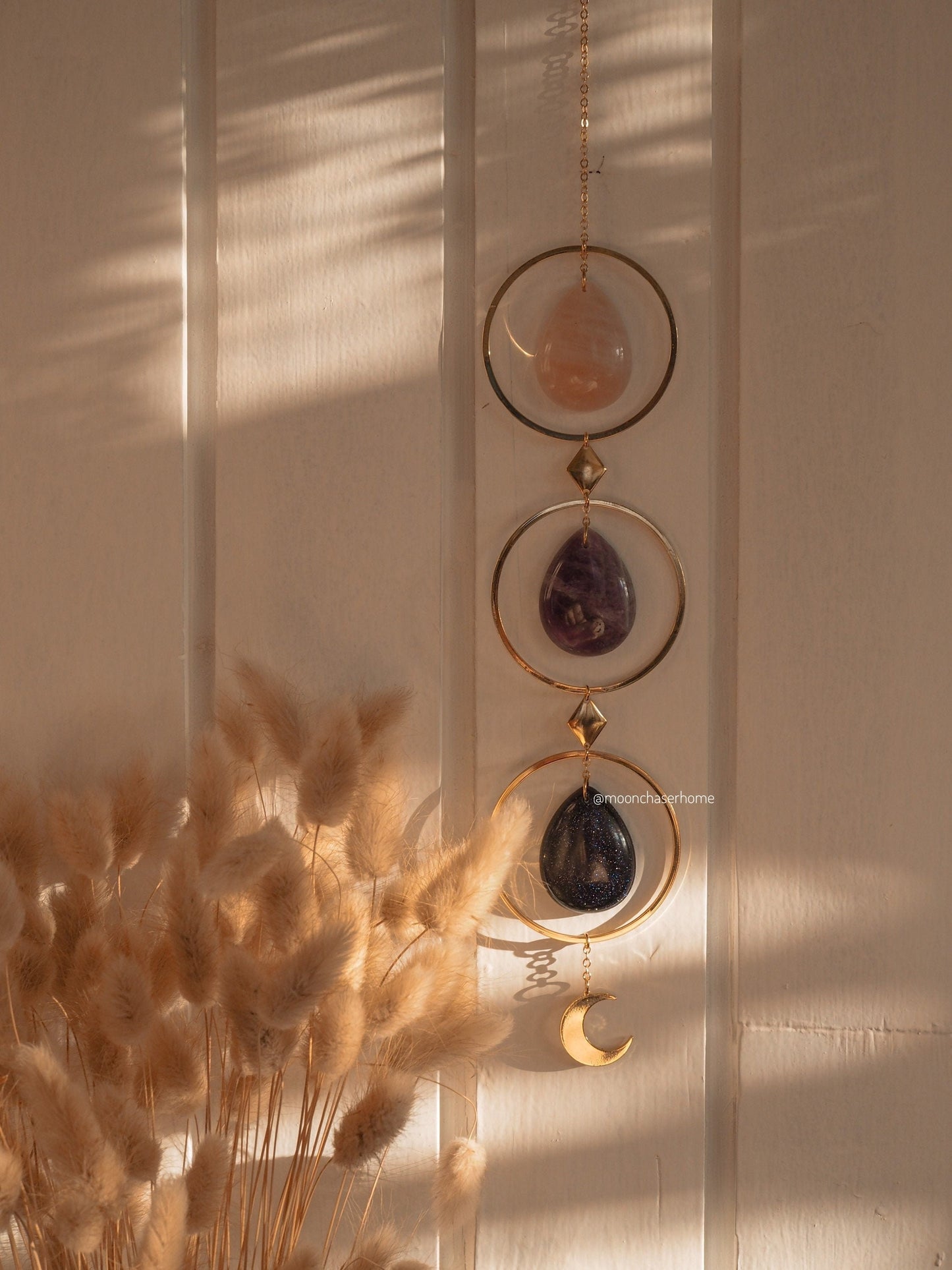 Kamala natural crystal 18K Gold Plated wall hanging, wall decoration- office decoration-Birthday gift-boho home decor-house jewelry-Crystals