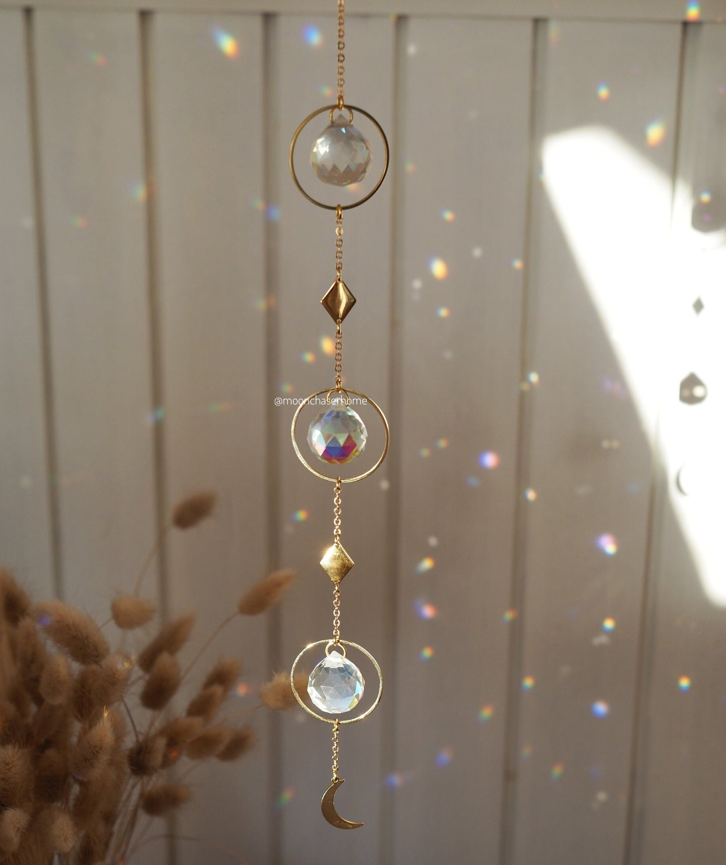 Housewarming gift-Tosca elegant 18K GOLD PLATED sun catcher, rainbow prism, gift for her,light diffuser,window decoration,Birthday gift