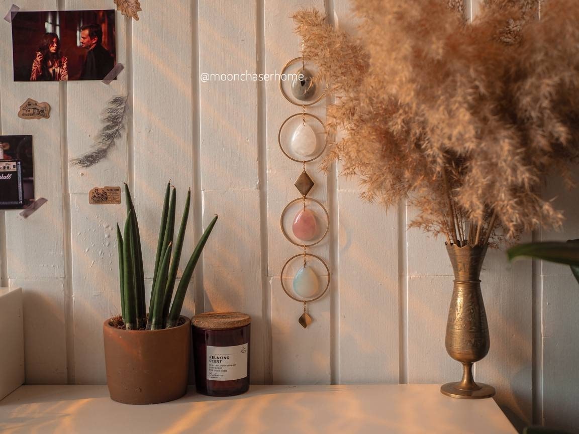 Chaaya natural crystal wall hanging, chakra wall decoration- office decoration-Birthday gift-boho home decor-house jewelry-crystal decor