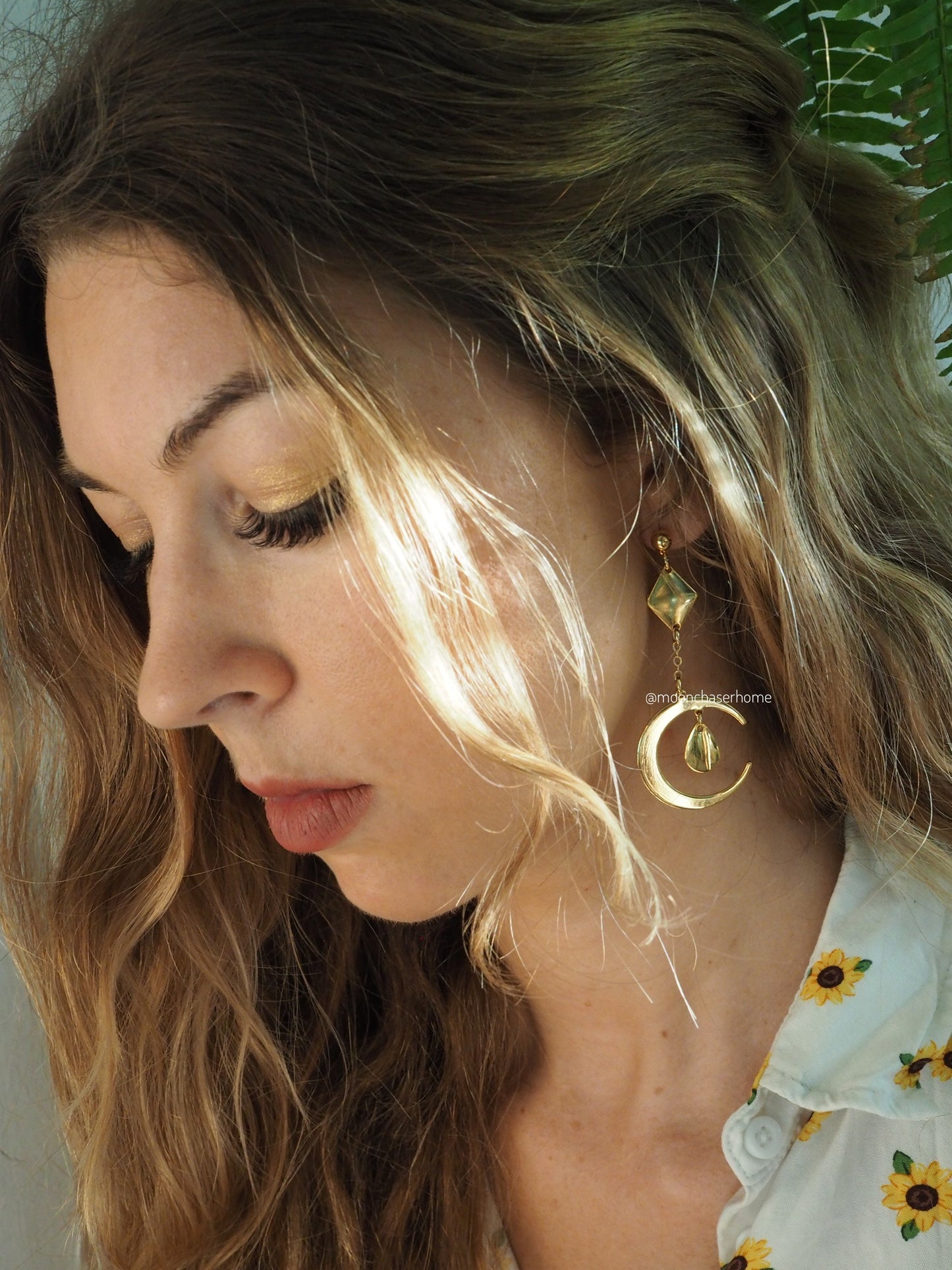 18K Gold Plated moon earring , boho earring, long earrings, boheman jewelry,Birthday gift,gift for woman, celestial earring, moon jewelry