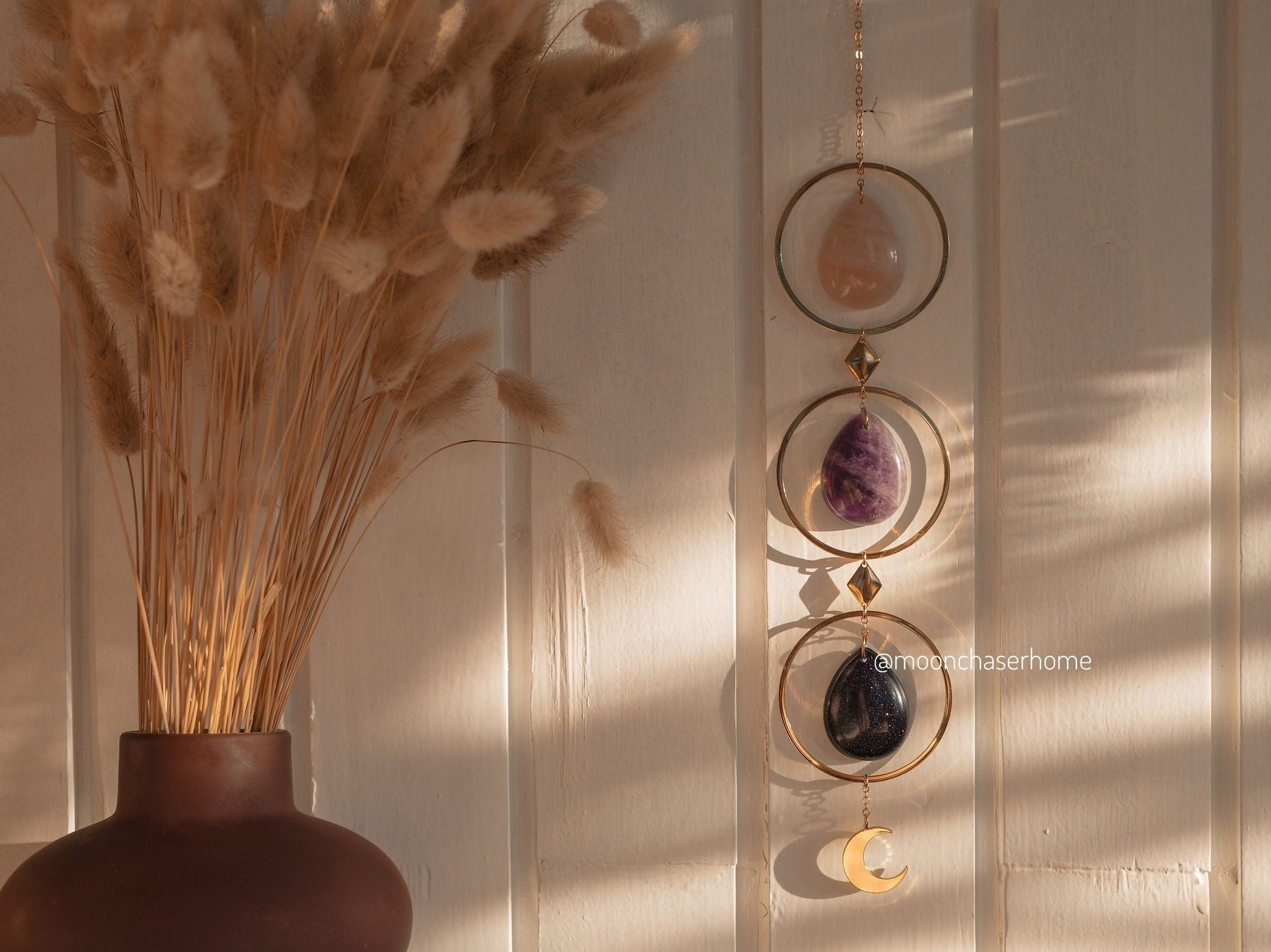 Kamala natural crystal 18K Gold Plated wall hanging, wall decoration- office decoration-Birthday gift-boho home decor-house jewelry-Crystals