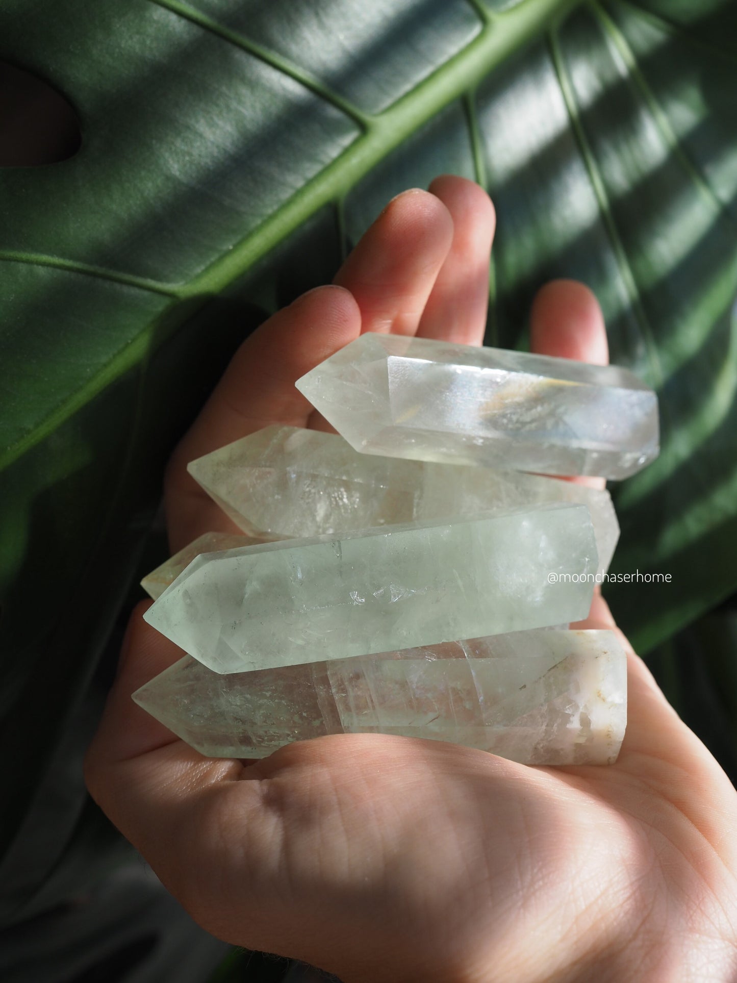Luna&Fluorite crystal sun catcher with moon charm, rainbow prism, light diffuser, rainbow maker, geometric sun catcher