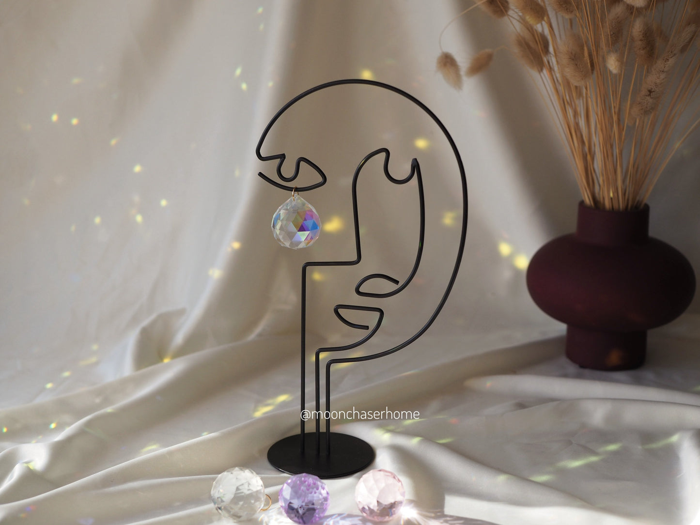 Face home decor, desk decor, sun catcher with crystals, office decor, home decoration