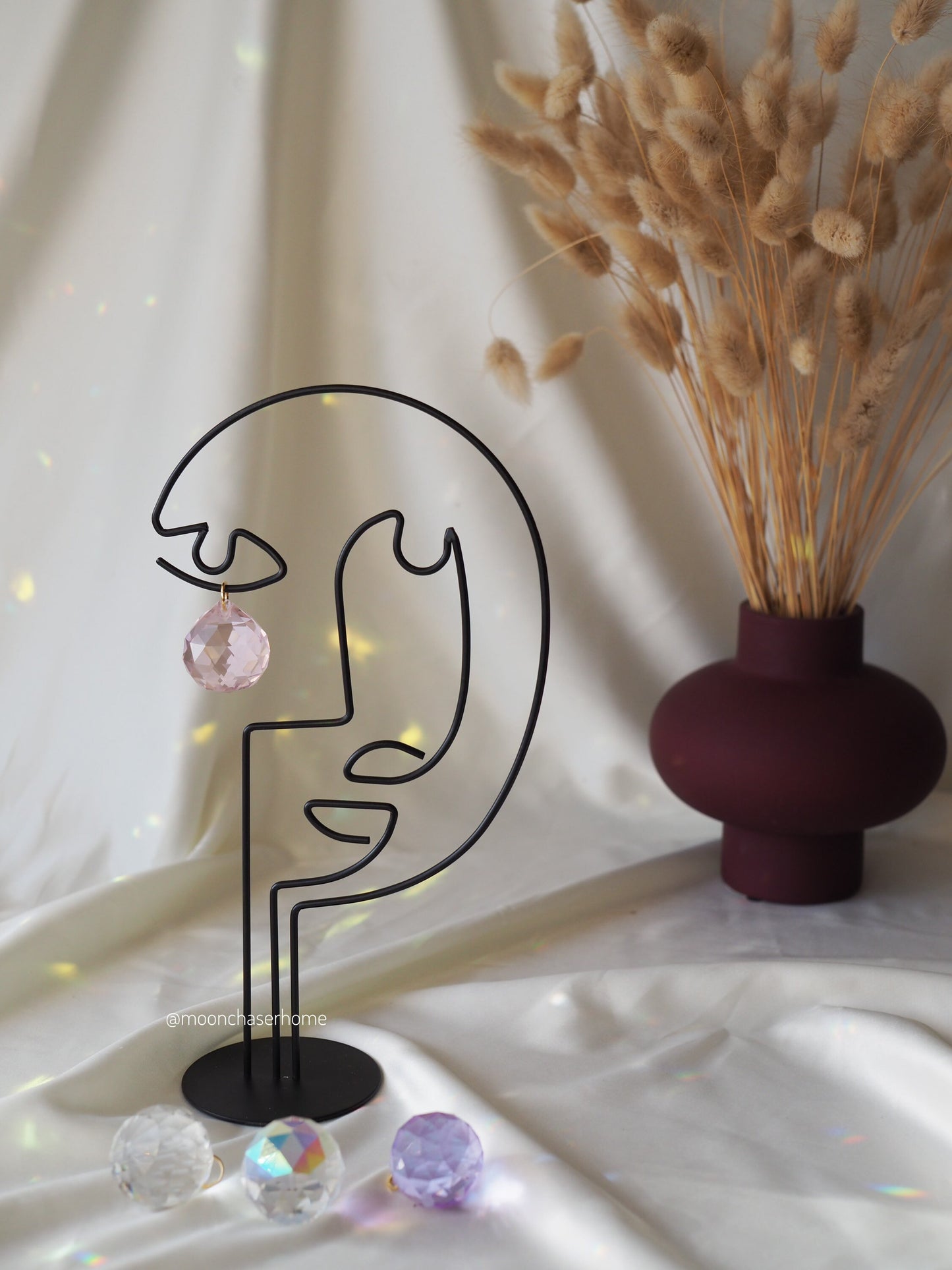 Face home table decor, desk decor, crystal decor, sun catcher with crystals, office decor, Scandinavian home decoration