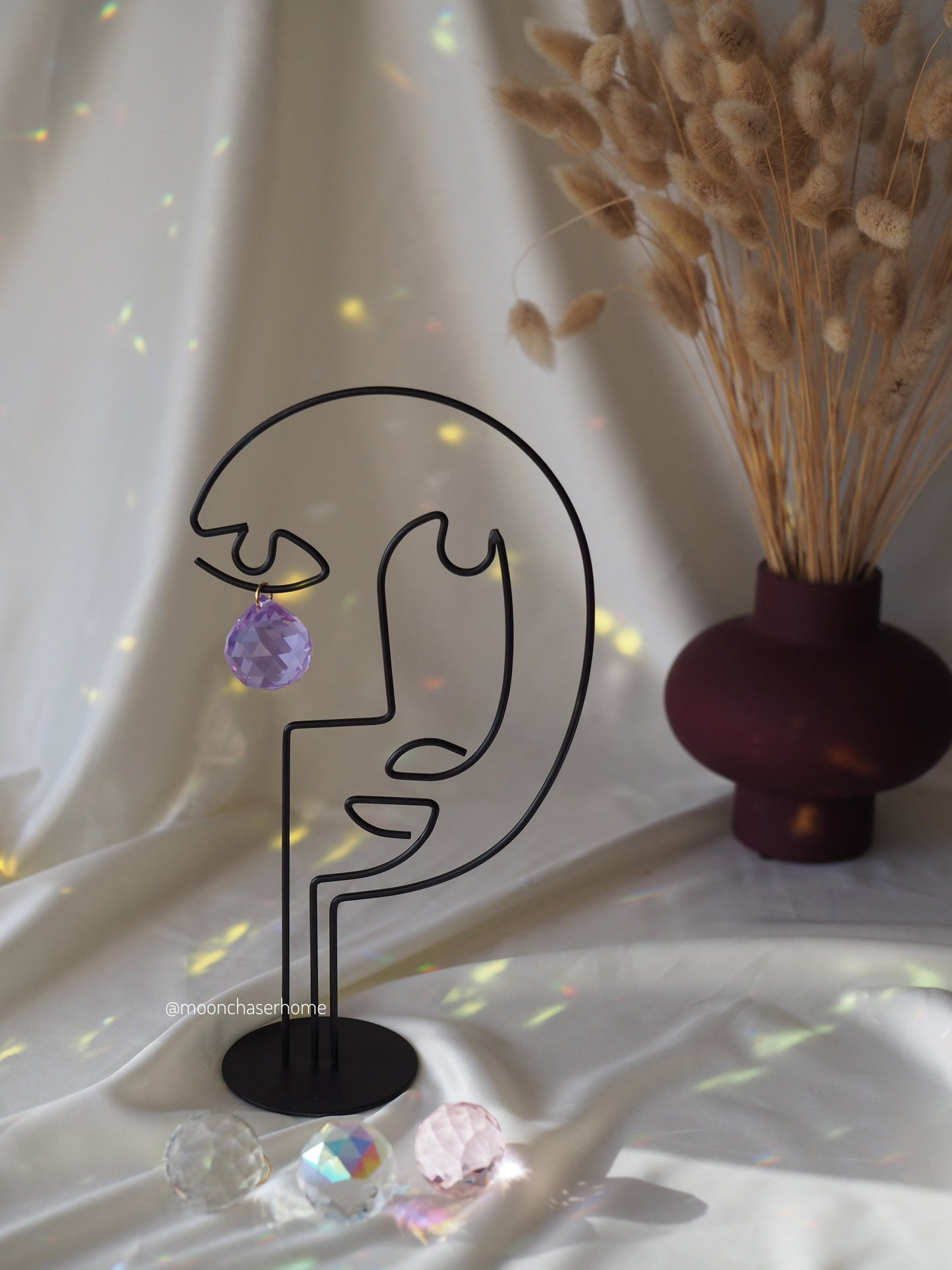 Face home table decor, desk decor, crystal decor, sun catcher with crystals, office decor, Scandinavian home decoration