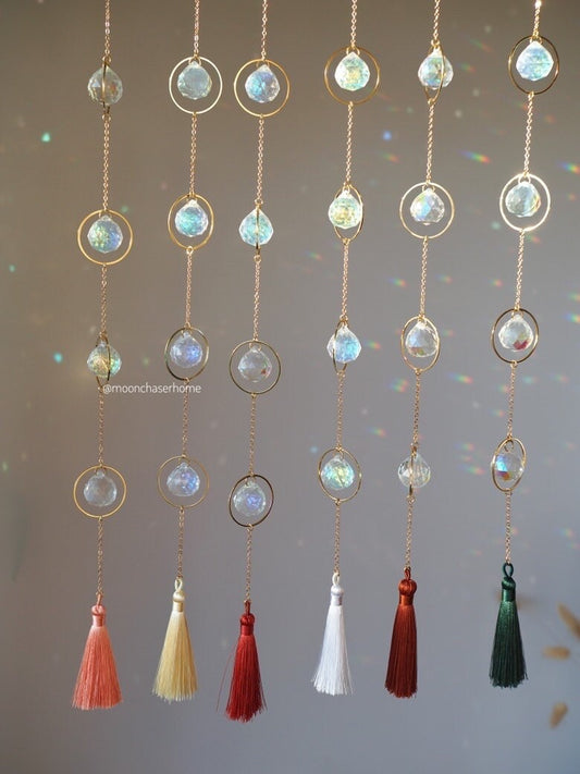 Semira crystal long 24K GOLD PLATED sun catcher, rainbow prism, home decoration, Birthday gift, Housewarming gift