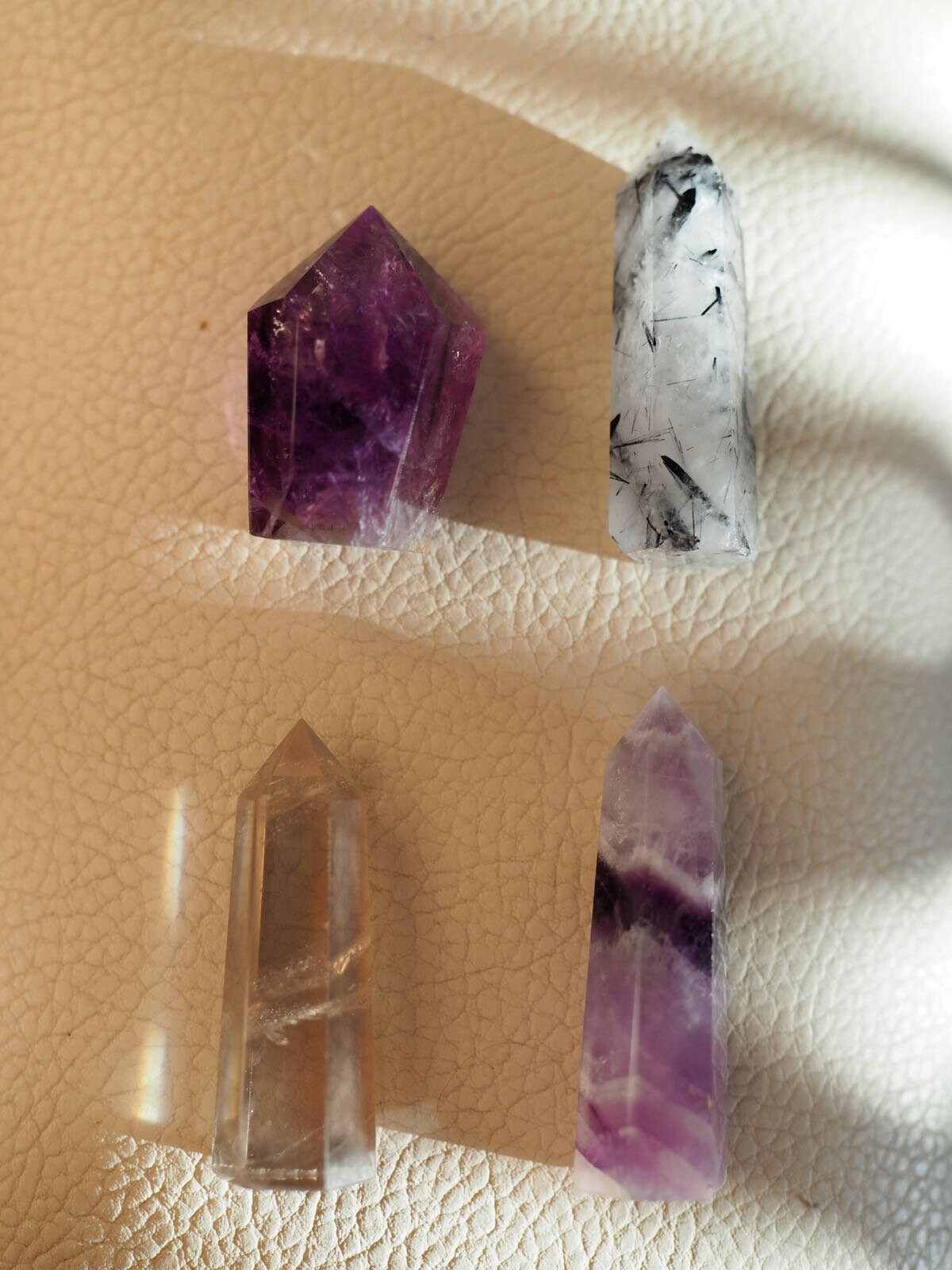 Leela long crystal sun catcher with moon pendant, rainbow prism, light maker, rainbow maker, geometric sun catcher