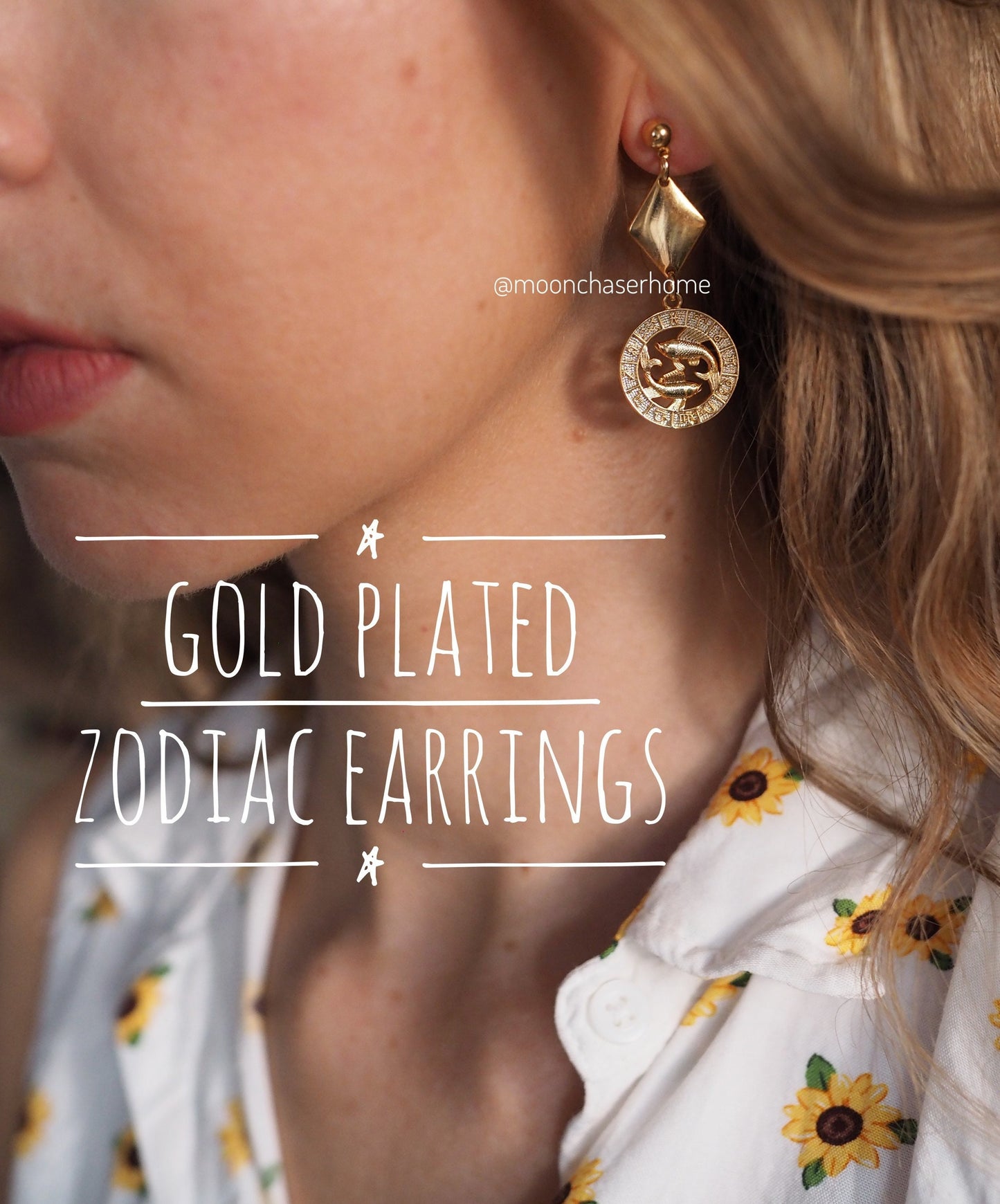 Zodiac earrings -Birthday gift-18K Gold Plated earrings,horoscope earrings, boheman jewelry,gift for woman,gift for her, gold jewelry