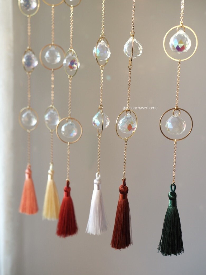 Semira crystal long 24K GOLD PLATED sun catcher, rainbow prism, home decoration, Birthday gift, Housewarming gift