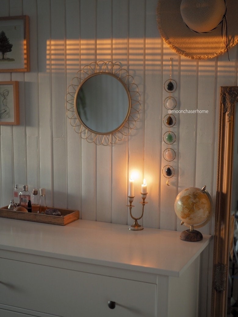 Amayah-natural crystal wall hanging,gemstones, chakra wall decoration ,Birthday gift, boho home decor-house jewelry