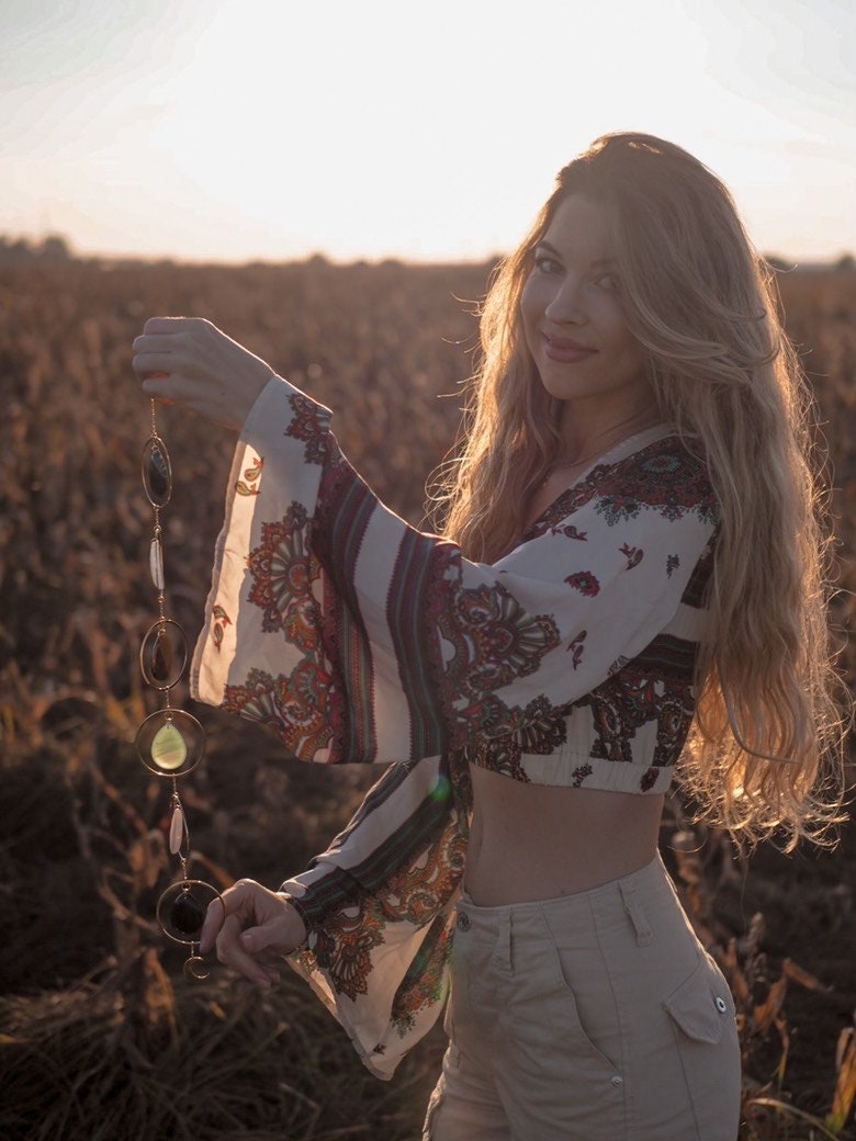 Amayah-natural crystal wall hanging,gemstones, chakra wall decoration ,Birthday gift, boho home decor-house jewelry