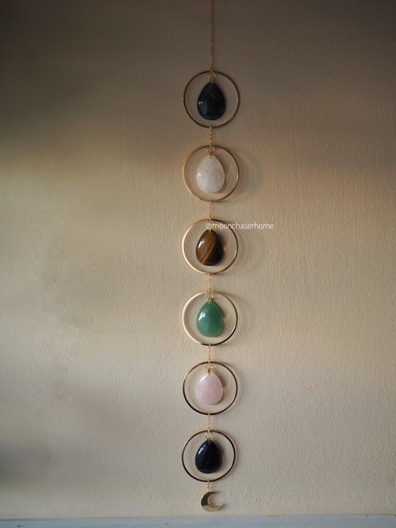 Amayah-natural crystal wall hanging,gemstones, chakra wall decoration ,Birthday gift, boho home decor-house jewelry