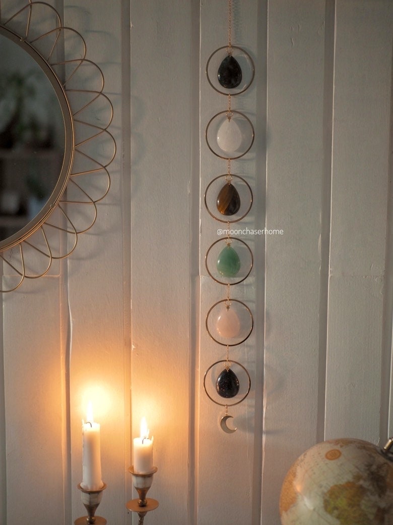 Amayah-natural crystal wall hanging,gemstones, chakra wall decoration ,Birthday gift, boho home decor-house jewelry