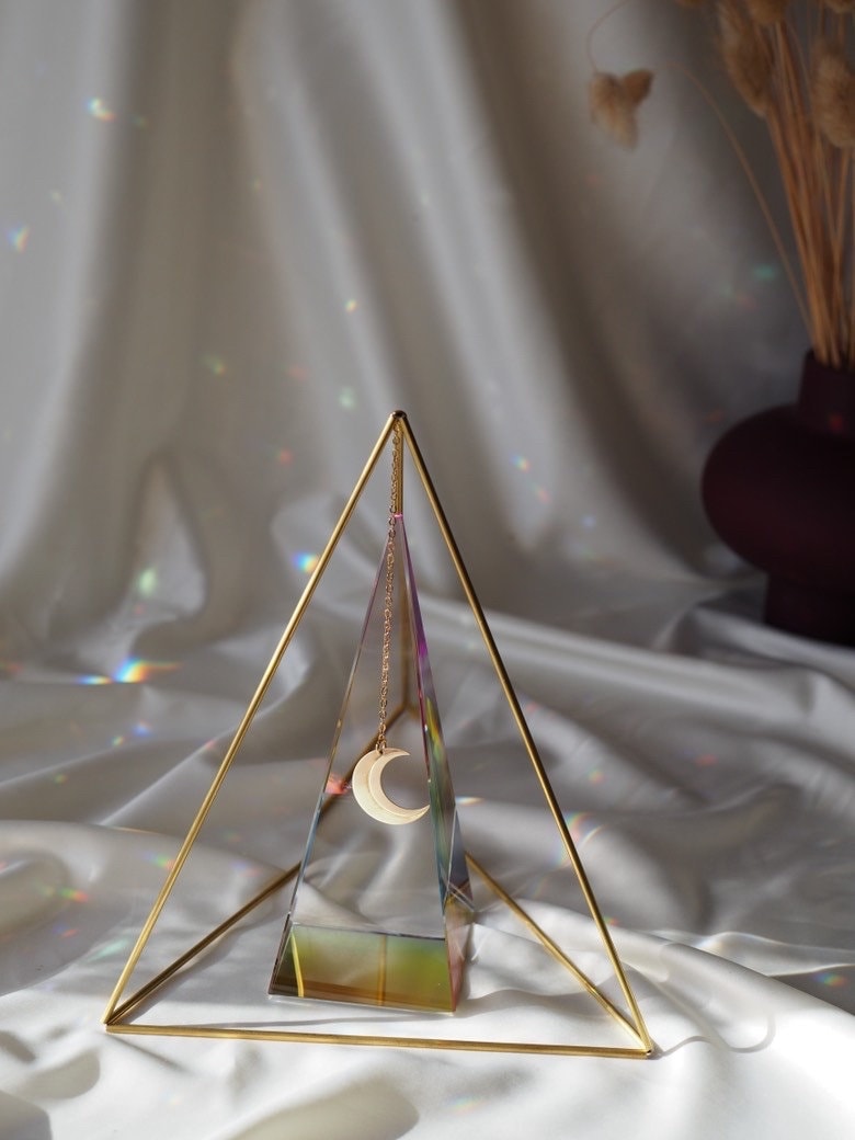 Big glass triangle rainbow prism, desk decor, geometric decor, suncatcher, office decor, light diffuser,home decoration, Christmas gift idea