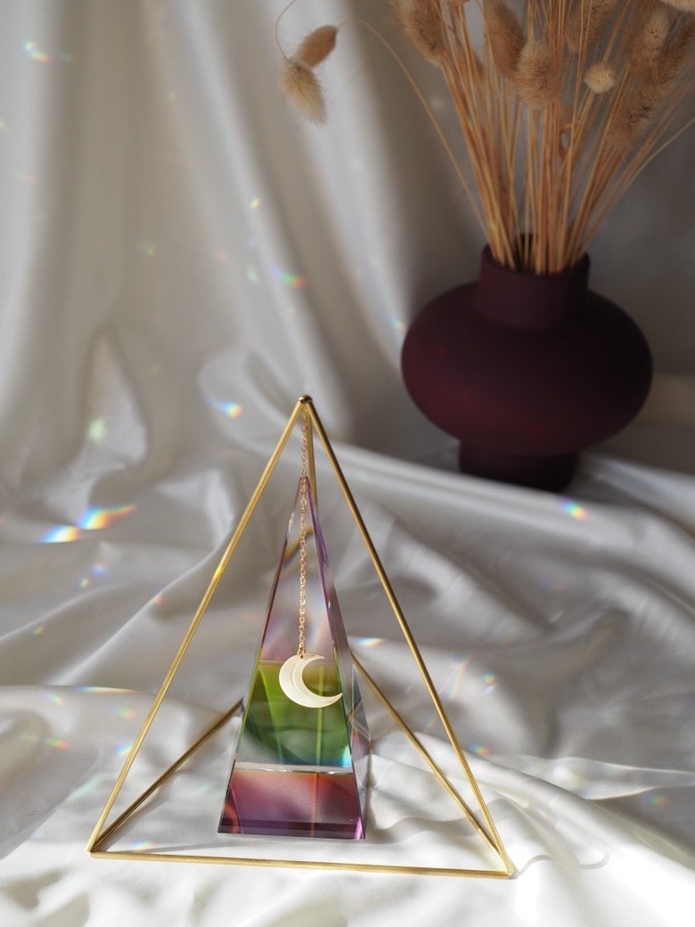 Big glass triangle rainbow prism, desk decor, geometric decor, suncatcher, office decor, light diffuser,home decoration, Christmas gift idea