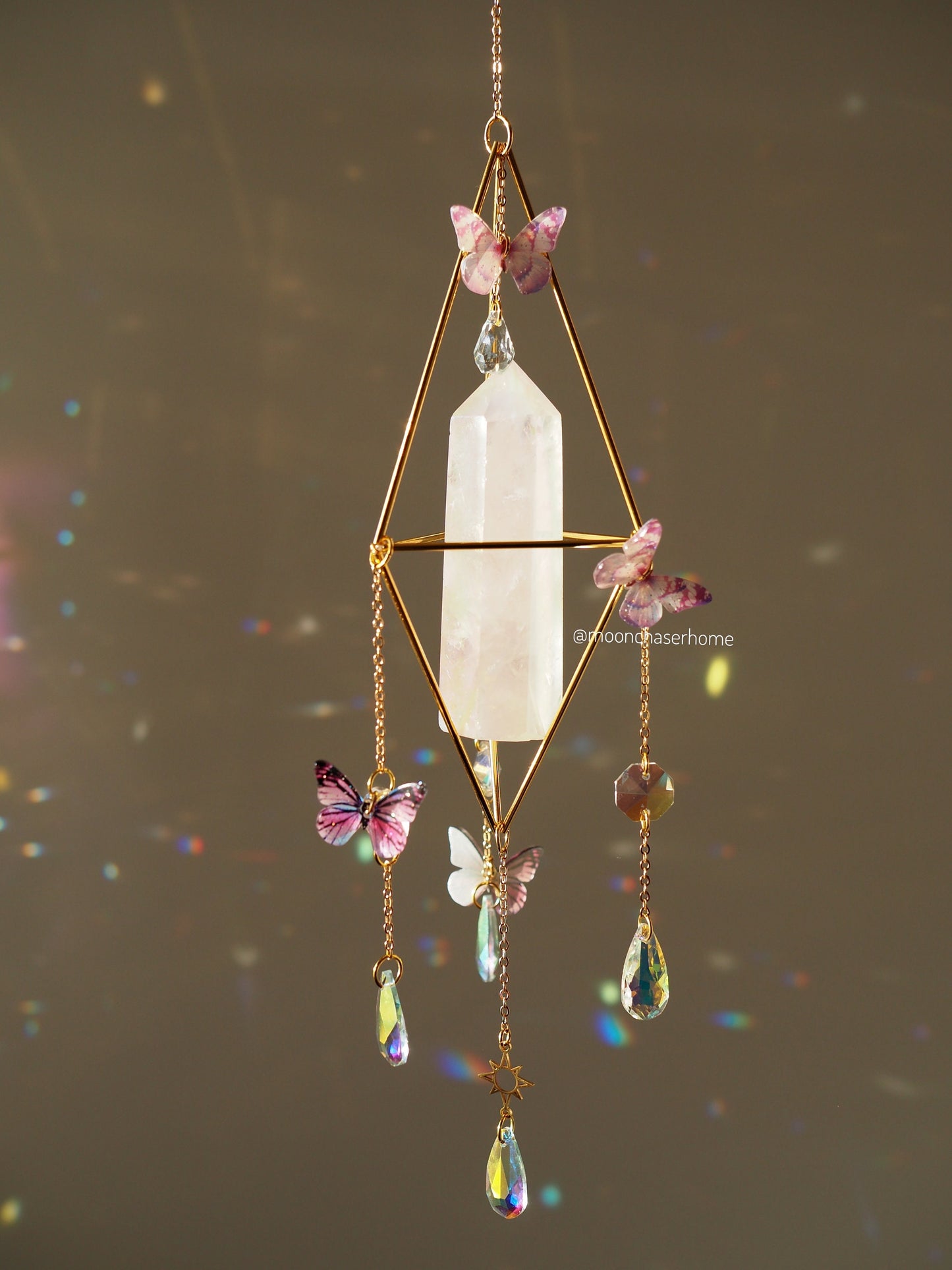 Mila- Butterfly crystal suncatcher, Valentine's day gift for woman, crystal sun catcher, gift for her, suncatcher, gemstones
