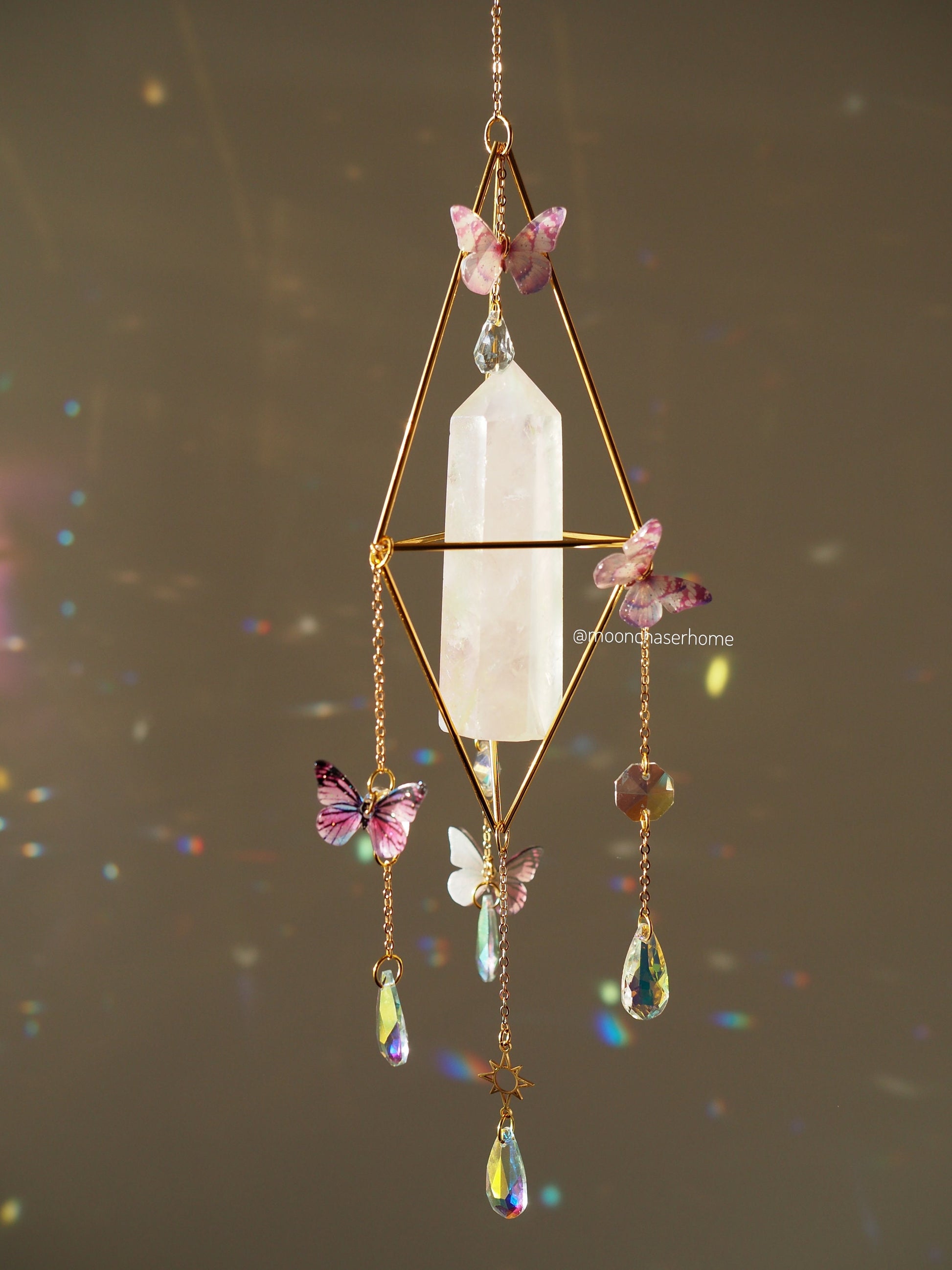 Mila- Butterfly crystal suncatcher, Valentine's day gift for woman, crystal sun catcher, gift for her, suncatcher, gemstones