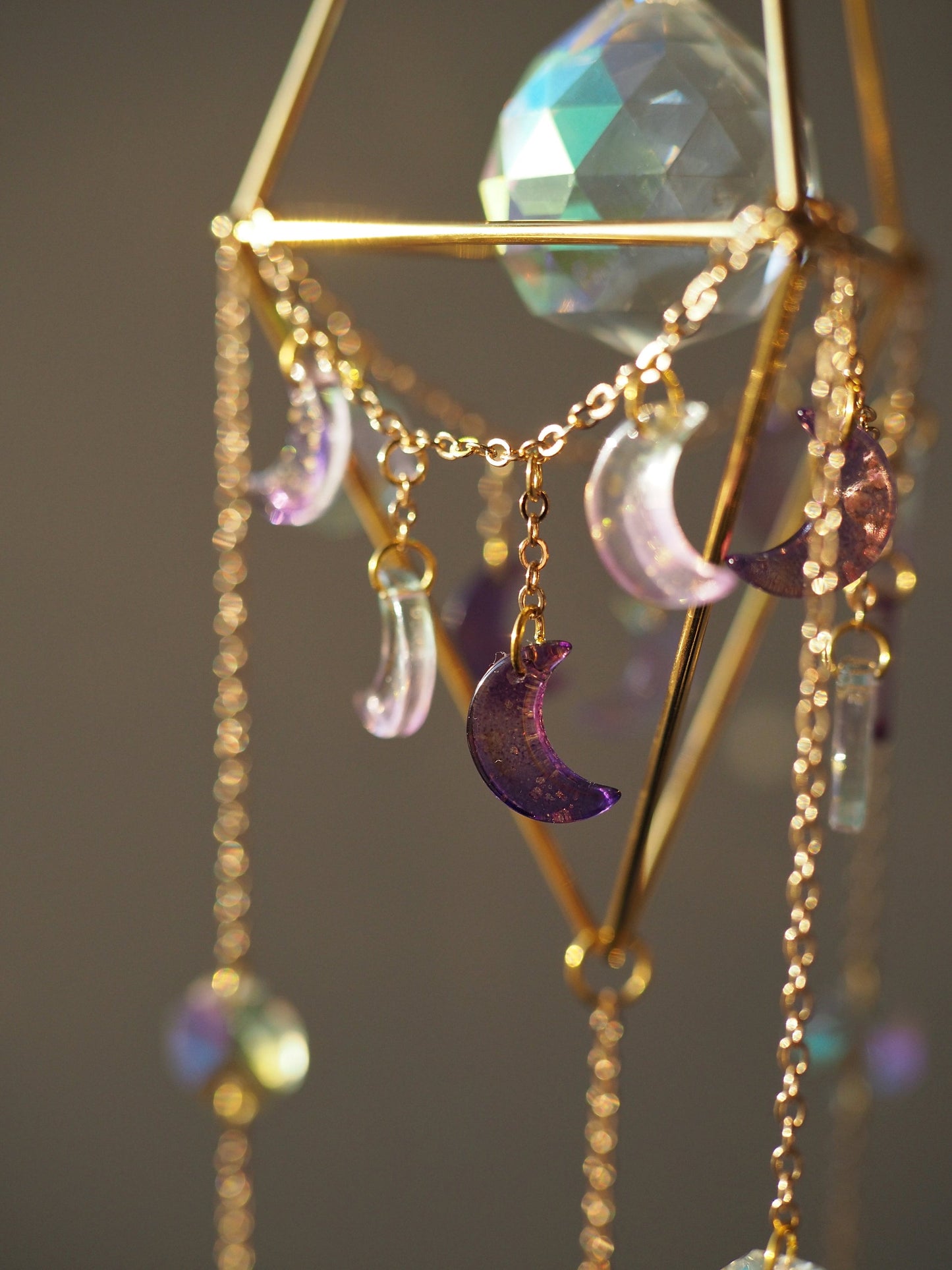 Araaya moon suncatcher with big glass prism, crystal sun catcher, rainbow prism, gift idea for woman, birthday gift