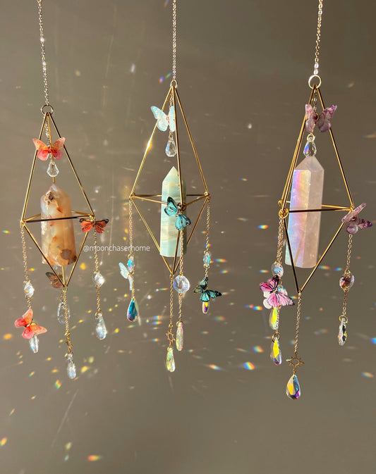 Mila- Butterfly crystal suncatcher, Valentine's day gift for woman, crystal sun catcher, gift for her, suncatcher, gemstones