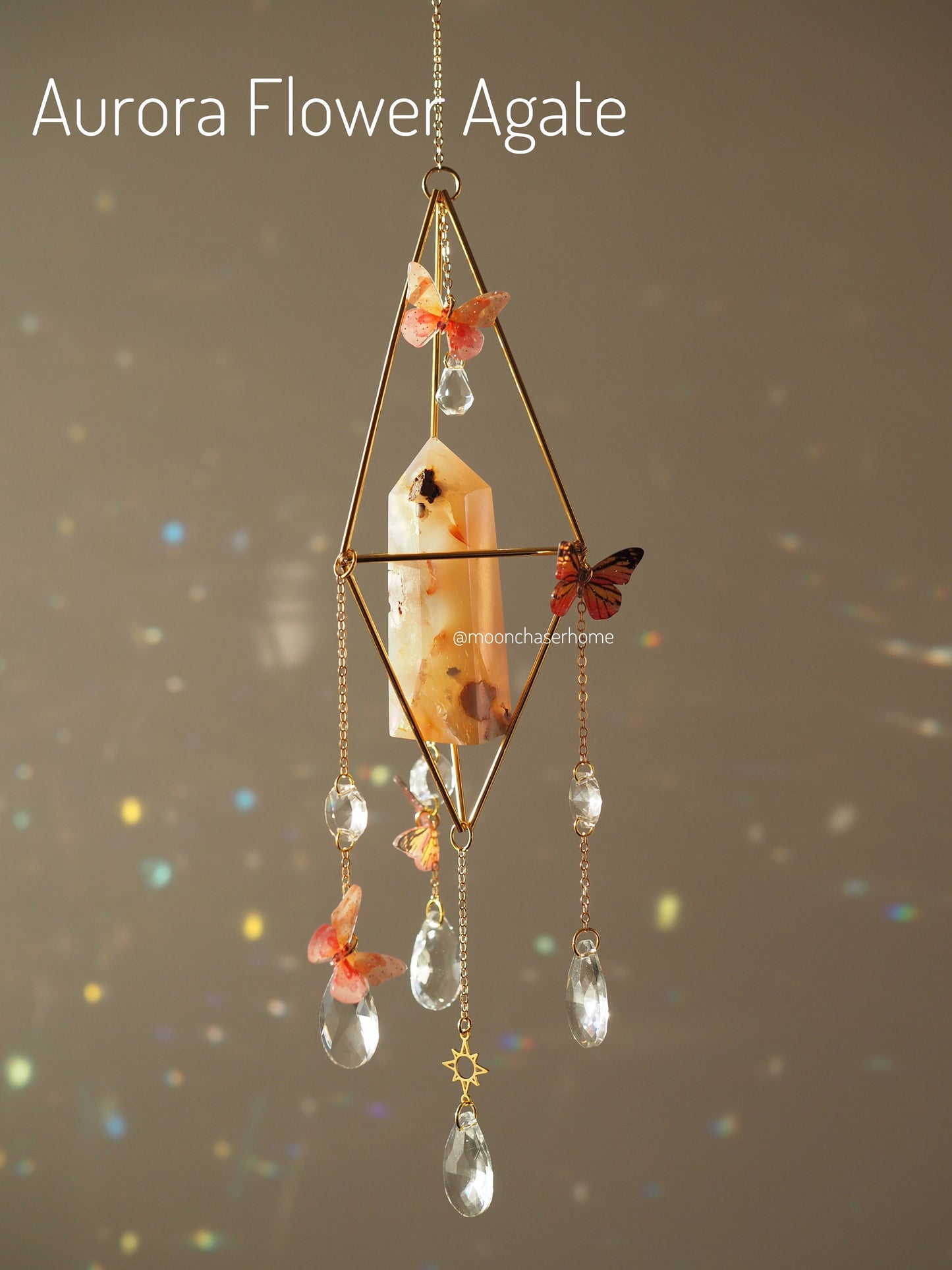 Mila- Butterfly crystal suncatcher, Valentine's day gift for woman, crystal sun catcher, gift for her, suncatcher, gemstones