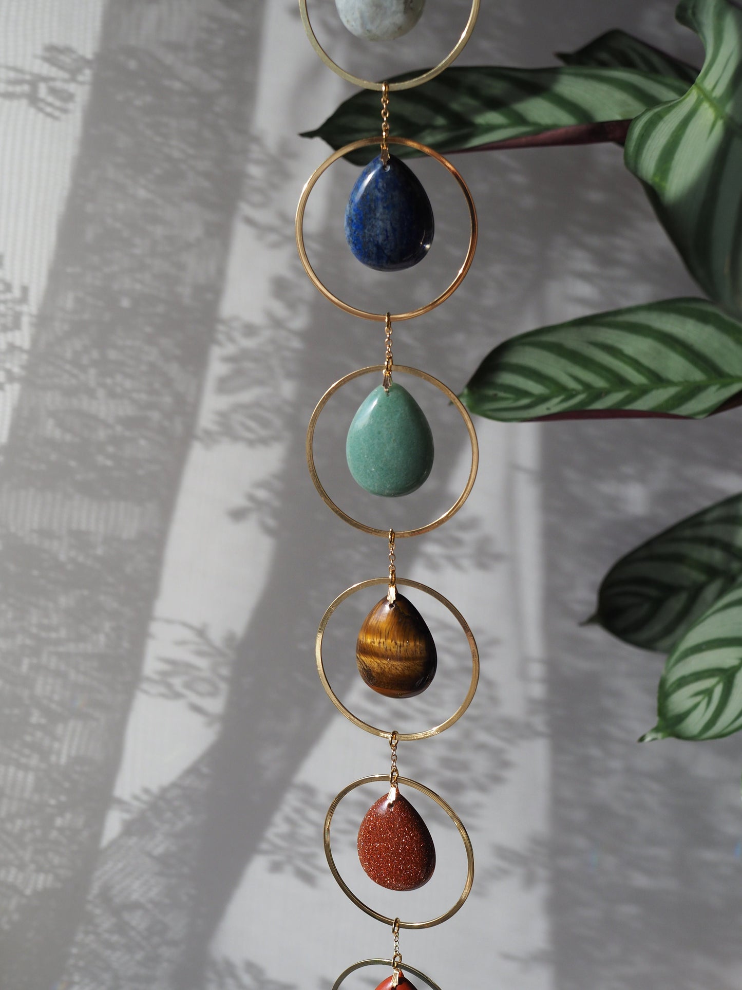 Chakra crystal wall hanging, 7 Chakra gift, Seven Chakra gemstones home decor