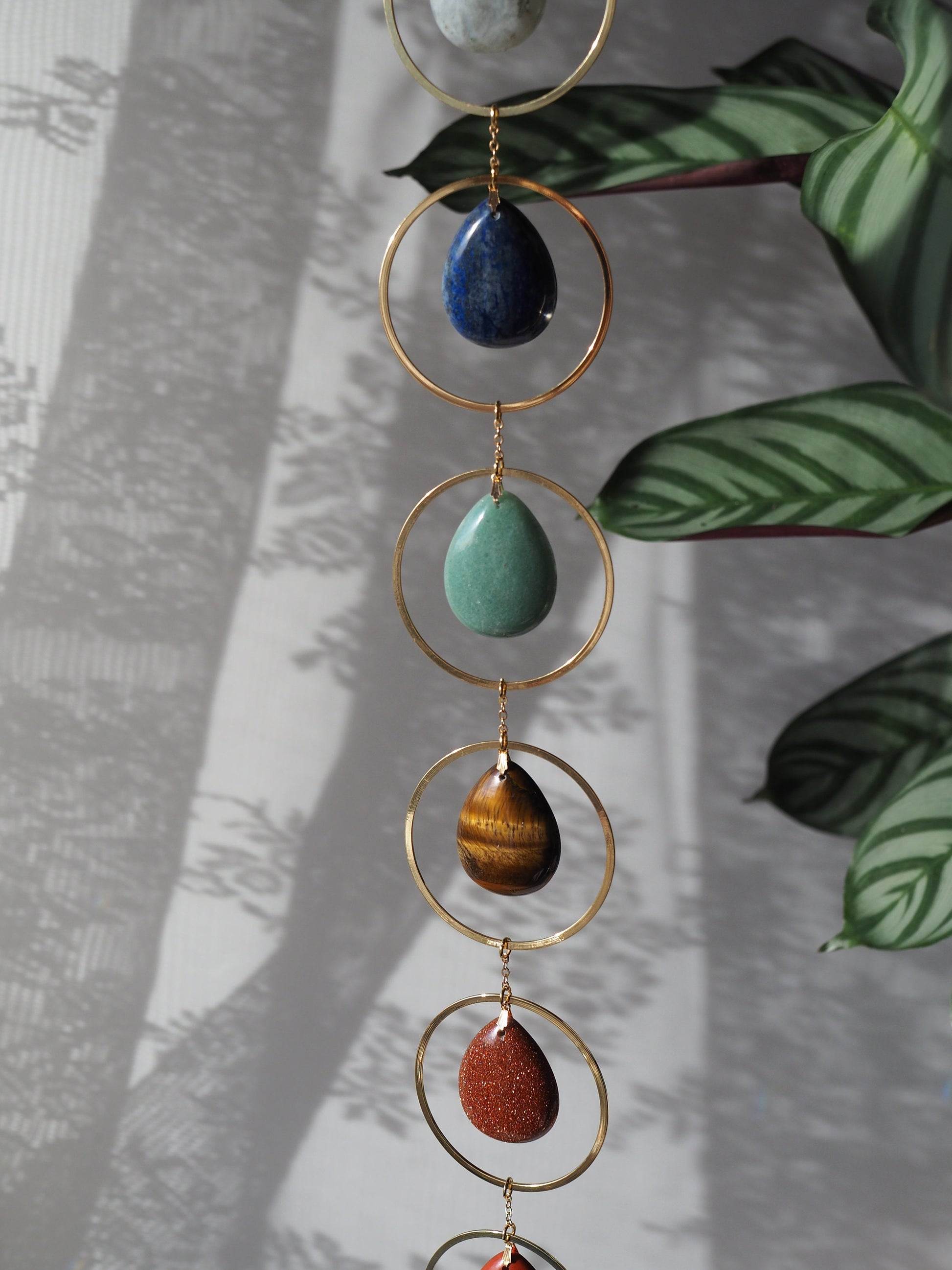 Chakra crystal wall hanging, 7 Chakra gift, Seven Chakra gemstones home decor